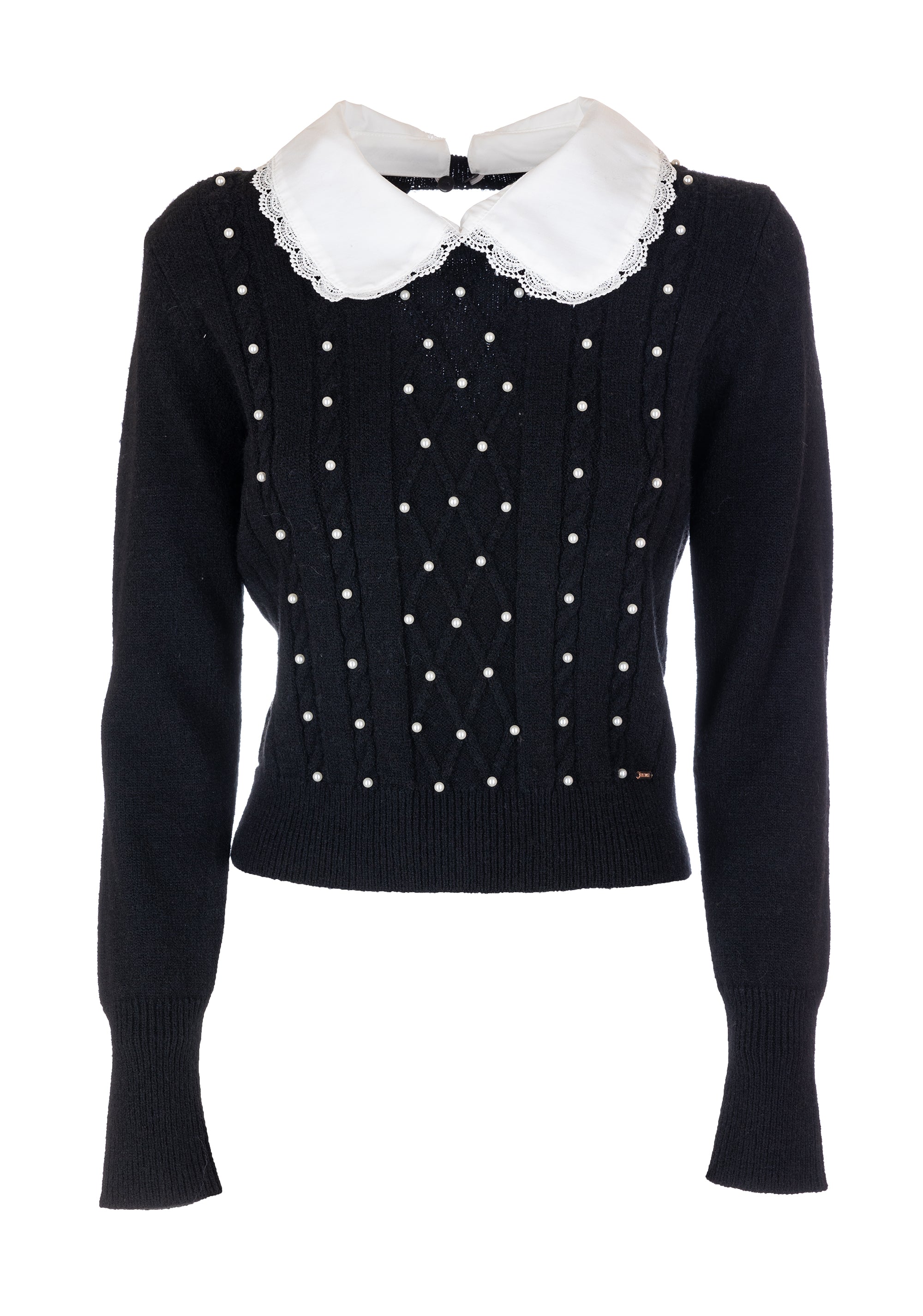 Knitwear slim fit with plaits and pearls applied Fracomina FR23WT7020K460D9-060-1_090496c0-9f97-444a-86a7-47d7c2004ffc