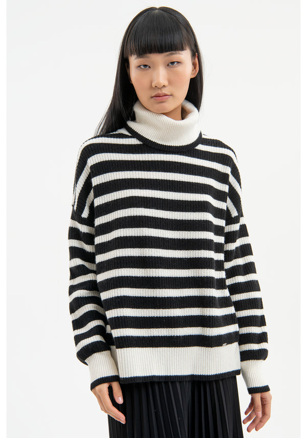 Knitwear wide fit with double color stripes Fracomina FR23WT7033K49401-109-1