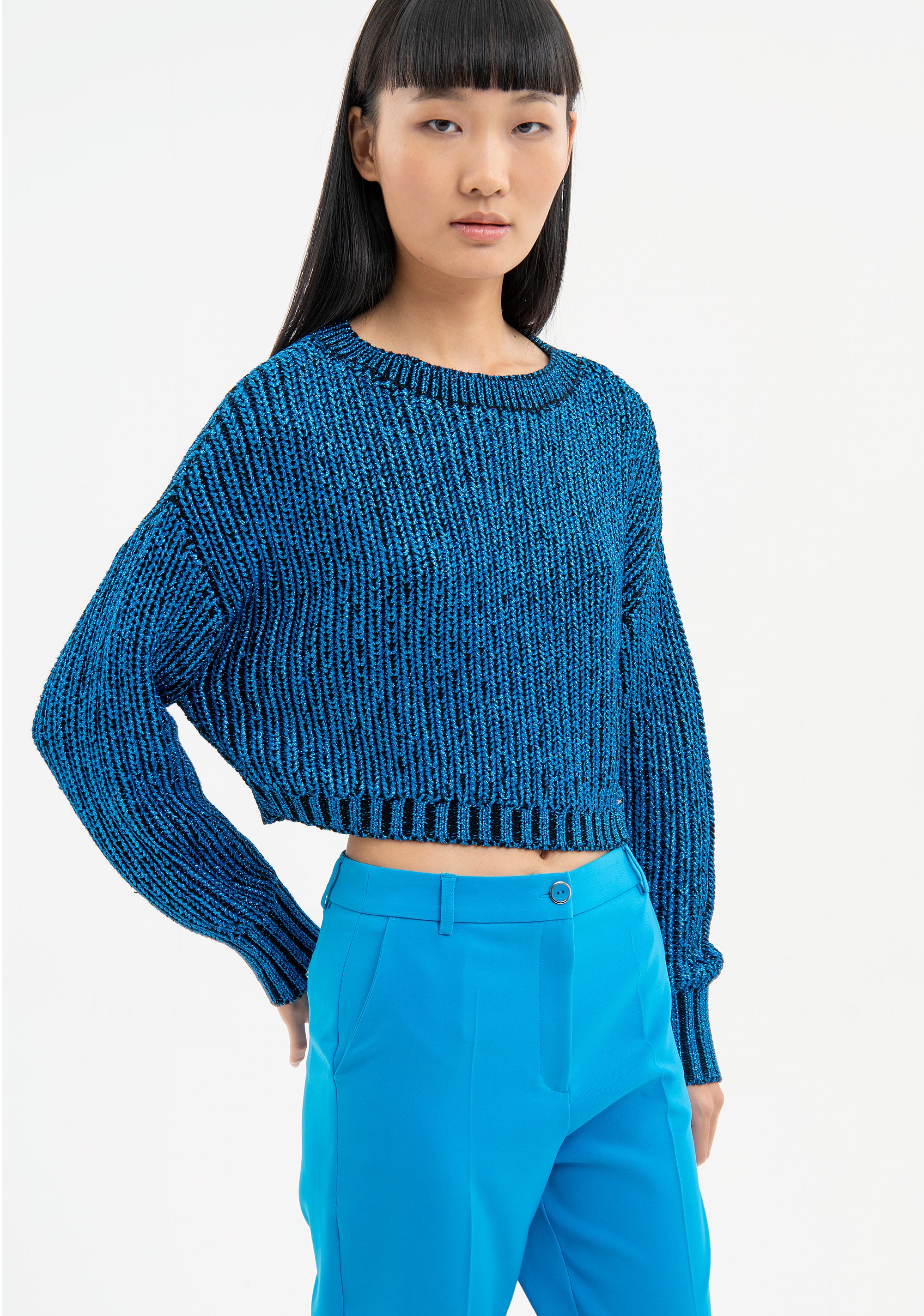 Knitwear regular fit cropped with lurex Fracomina FR23WT7038K40701-R10-1