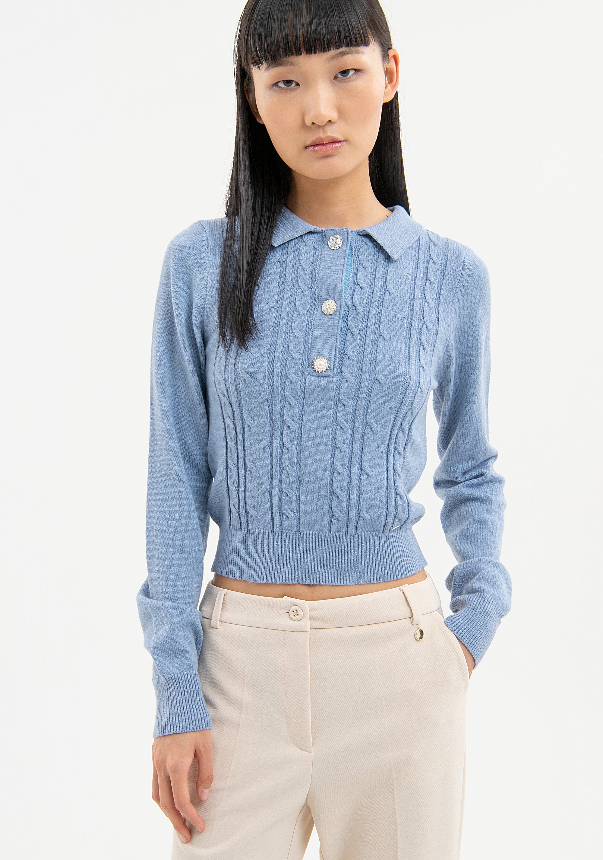 Knitwear regular fit with plaits Fracomina FR23WT7051K50401-L99-1