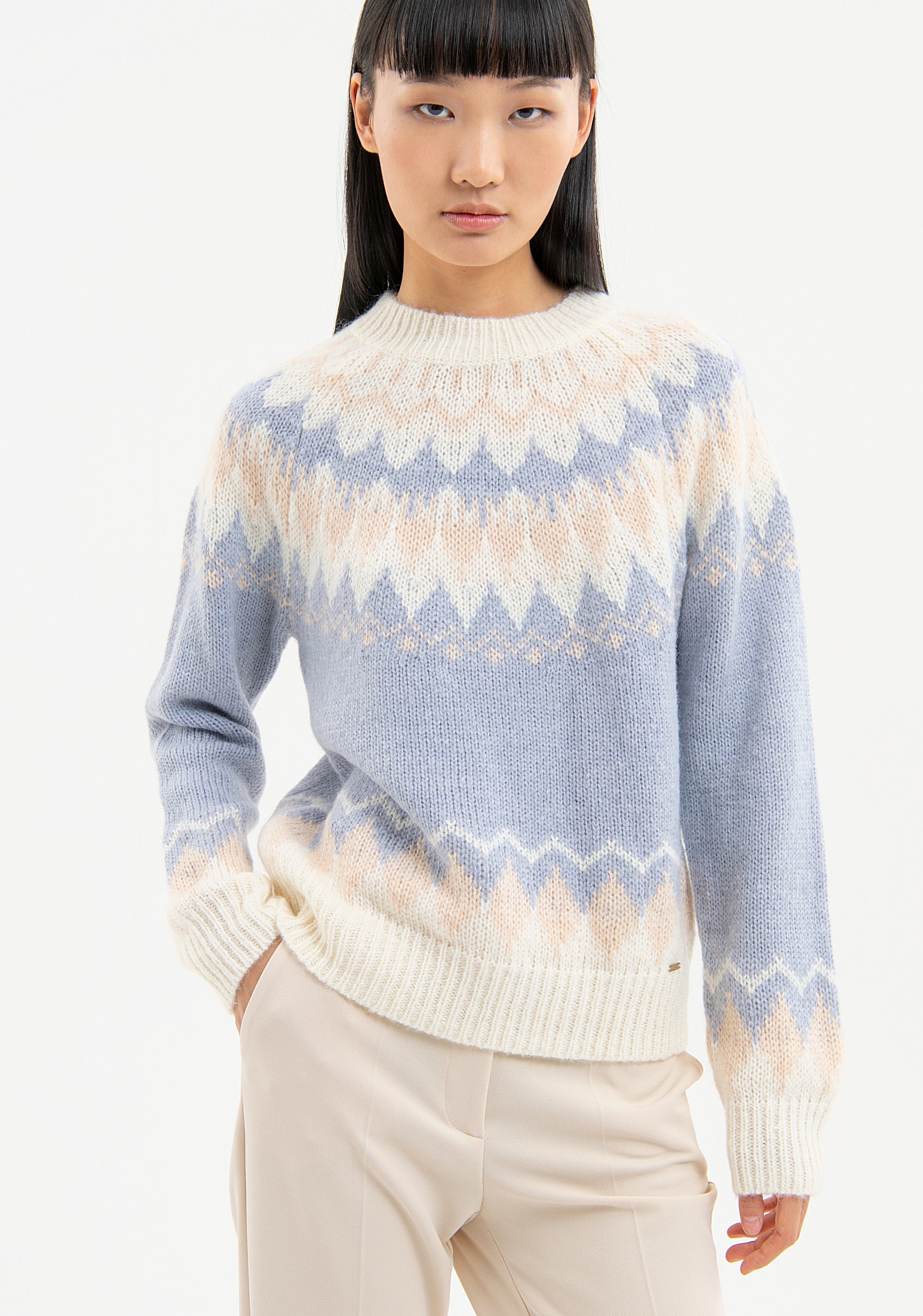 Knitwear regular fit with geometric jacquard effect Fracomina FR23WT7052K505F8-D22-1