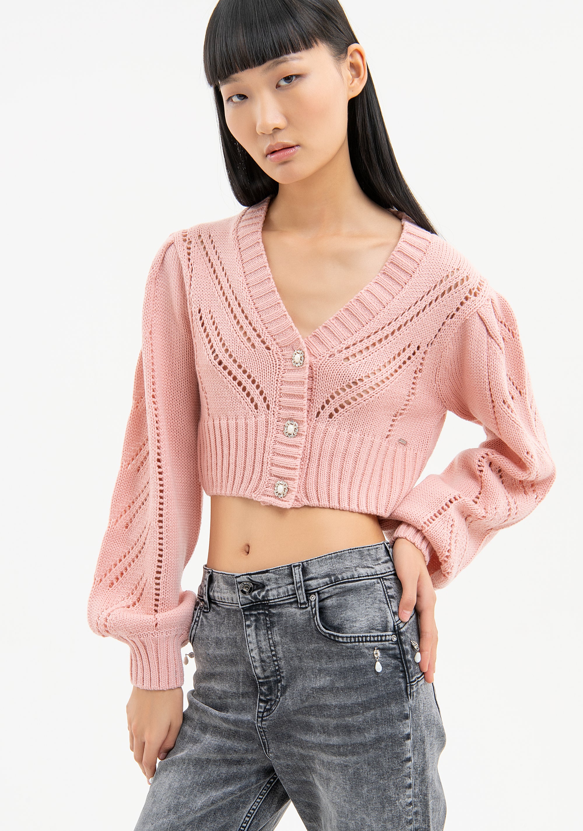 Cardigan regular fit cropped with openwork Fracomina FR23WT8003K47801-Q93-1