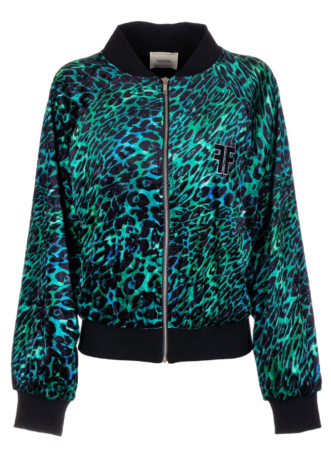 Sweater regular fit bomber style with animalier pattern