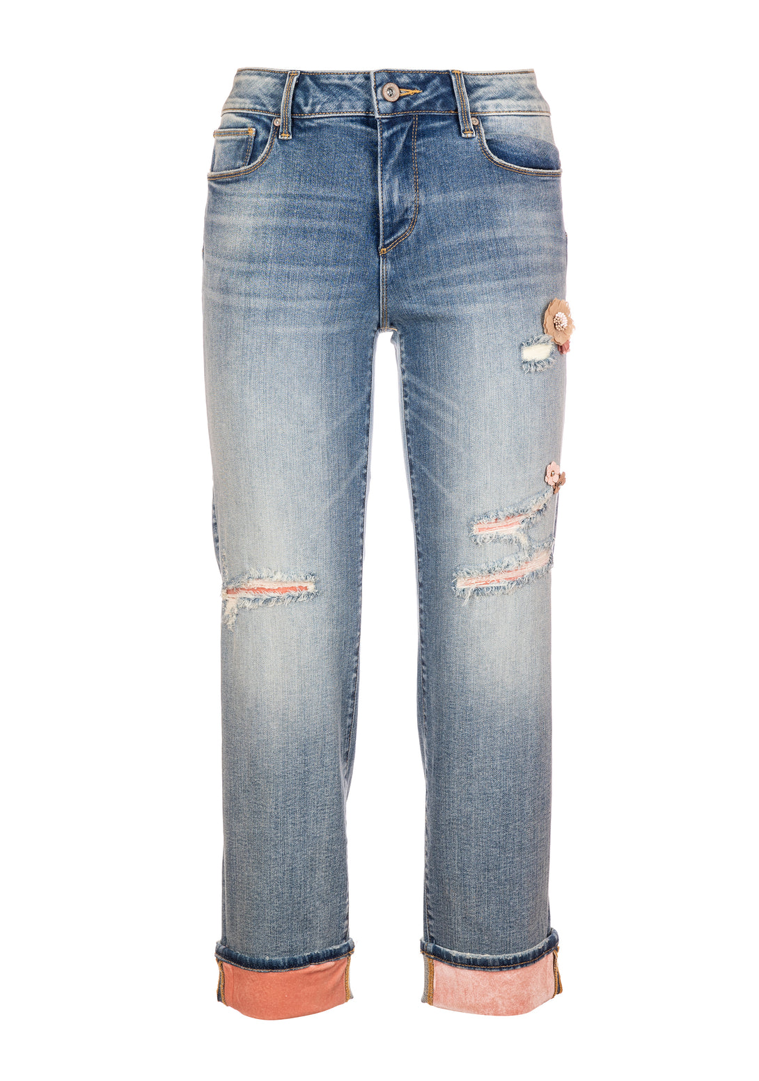 Jeans cropped with push up effect made in denim with light wash