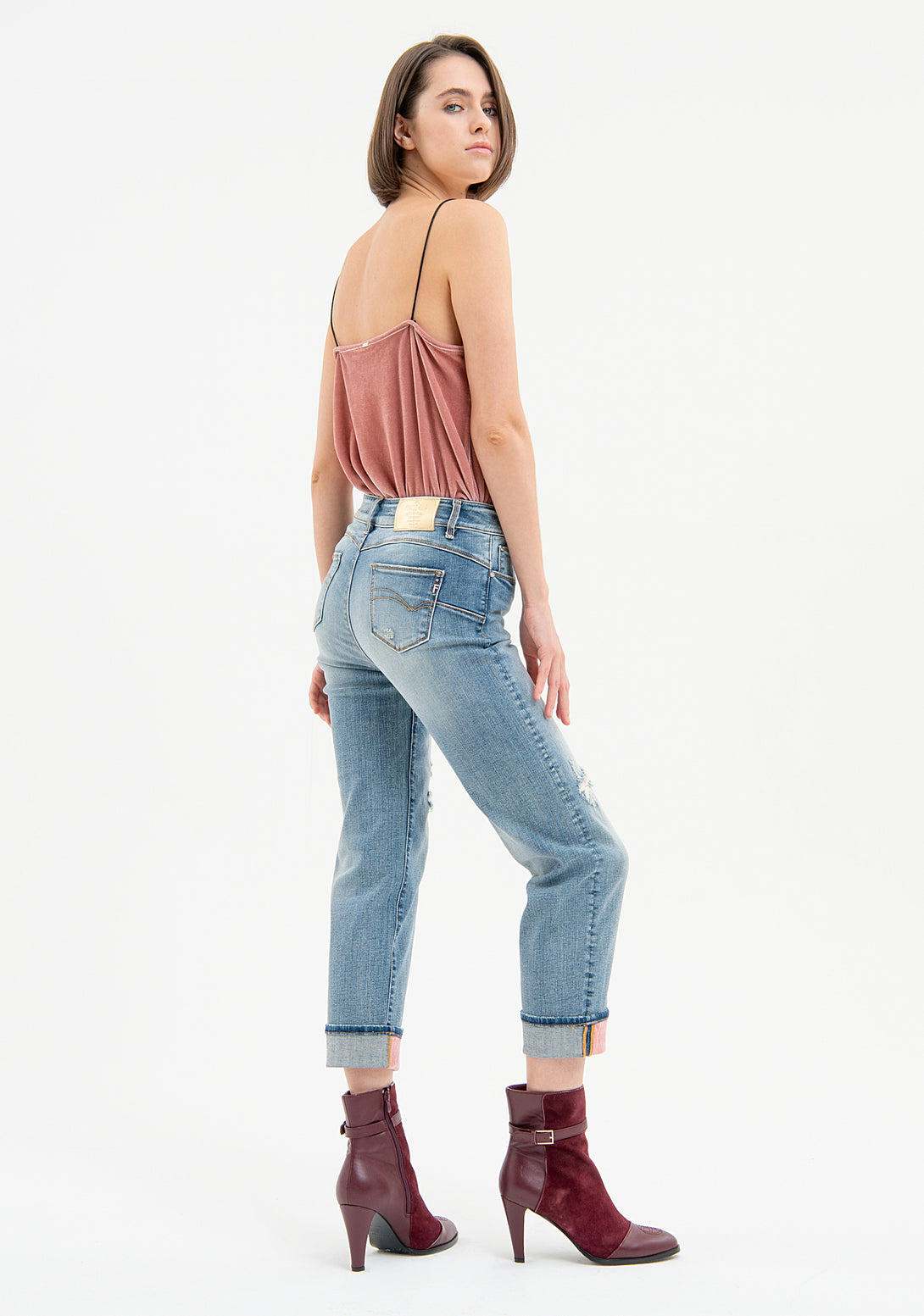 Jeans cropped with push up effect made in denim with light wash Fracomina FR23WV8010D401O1-437-3