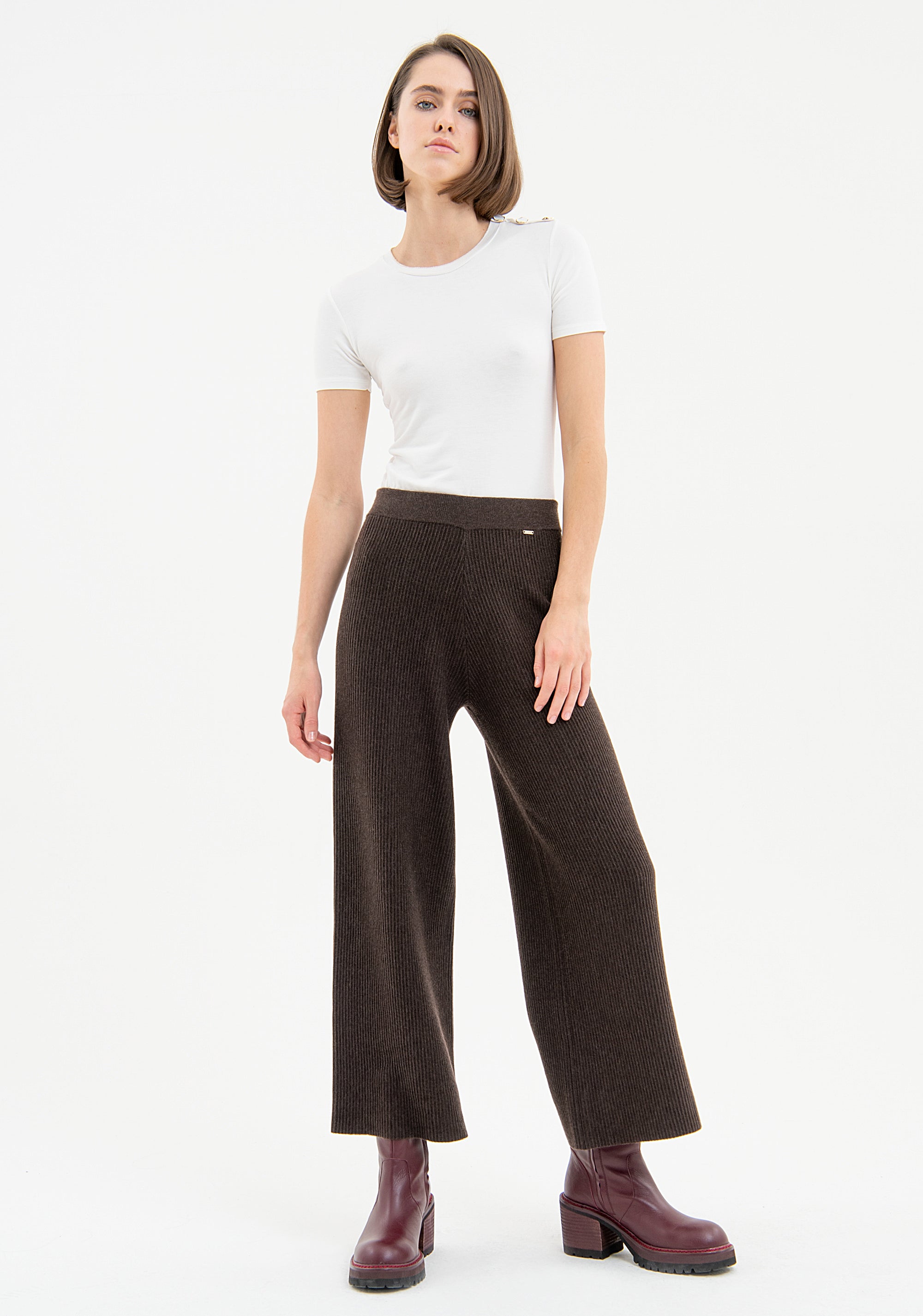 Knitted culotte pant cropped Fracomina FR23WVB002K49801-091-1