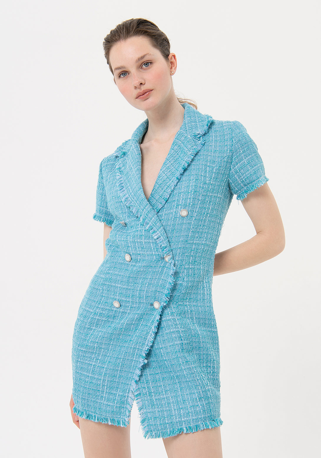 Mini blazer dress made in tweed Fracomina FR24SD1007W63301-037-1