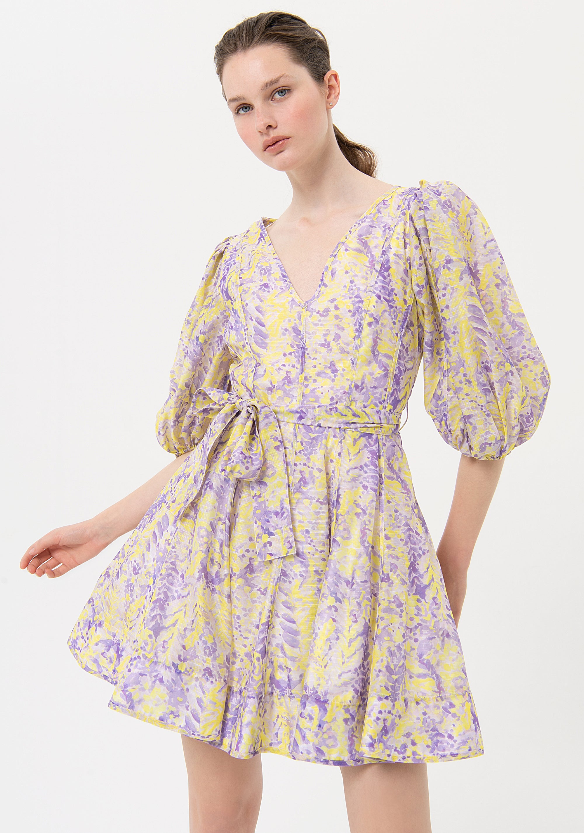 Mini dress A-shape with conceptual pattern Fracomina FR24SD1014W688R8-S22-1