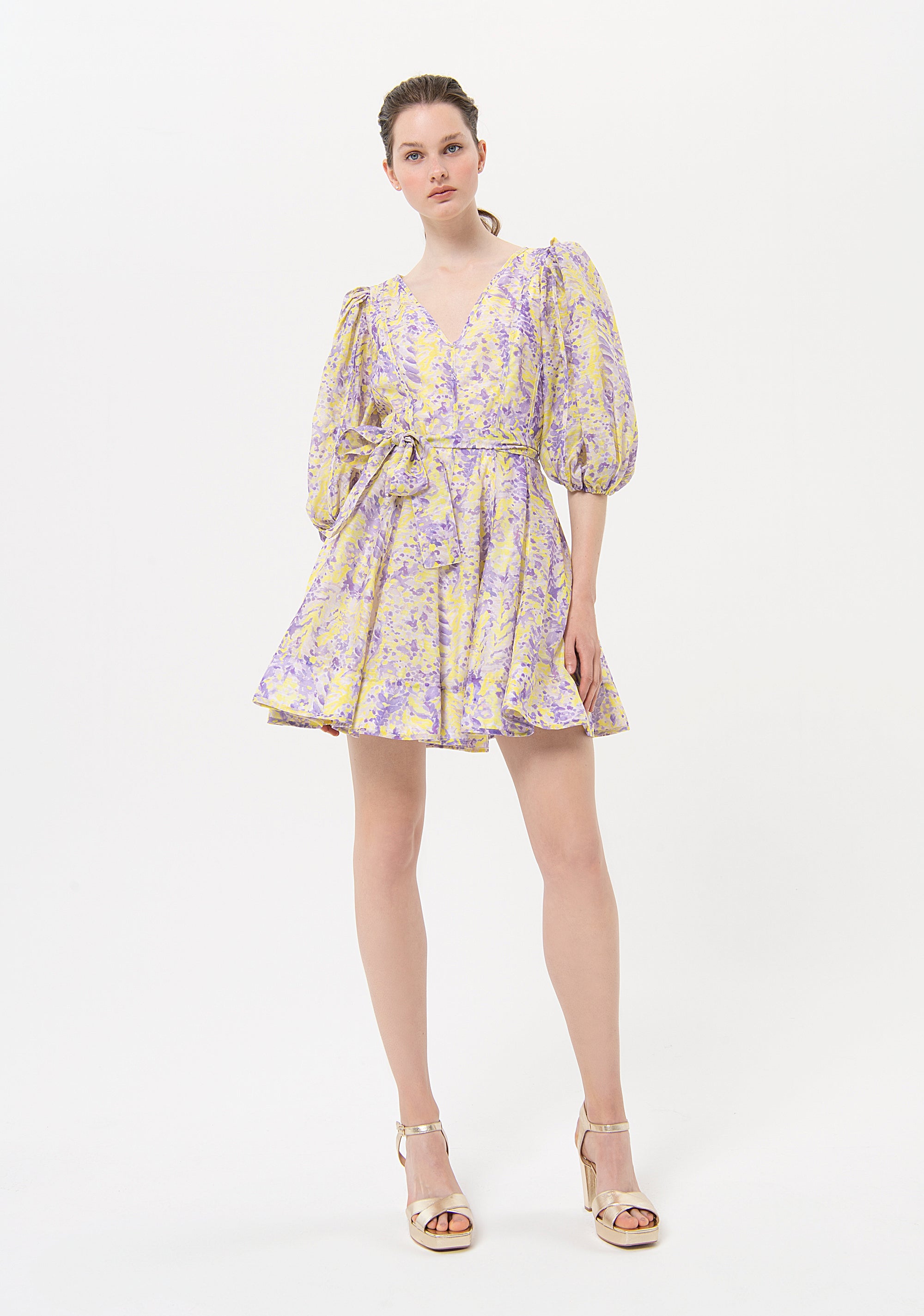 Mini dress A-shape with conceptual pattern Fracomina FR24SD1014W688R8-S22-4