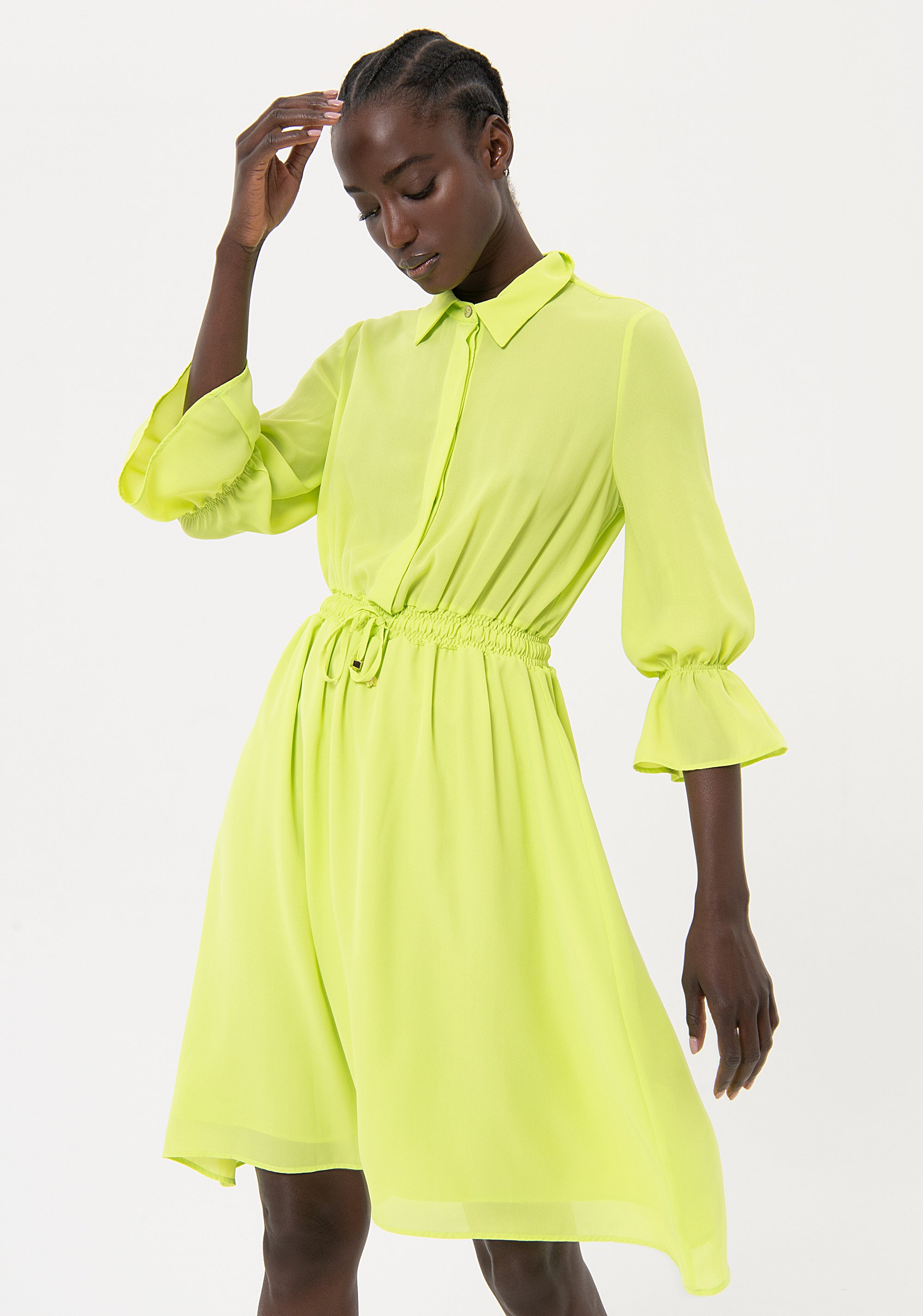 Chemisier dress regular fit made in georgette Fracomina FR24SD1031W41201-G48-3