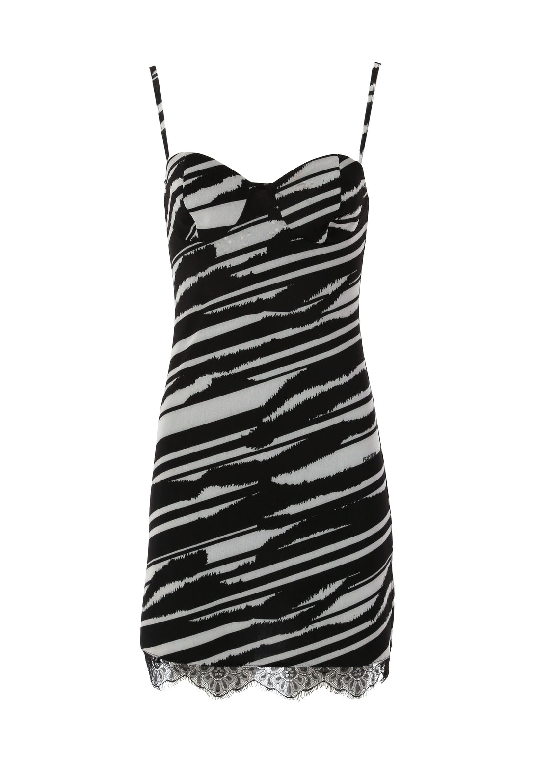 Mini sleeveless dress with zebra-striped pattern