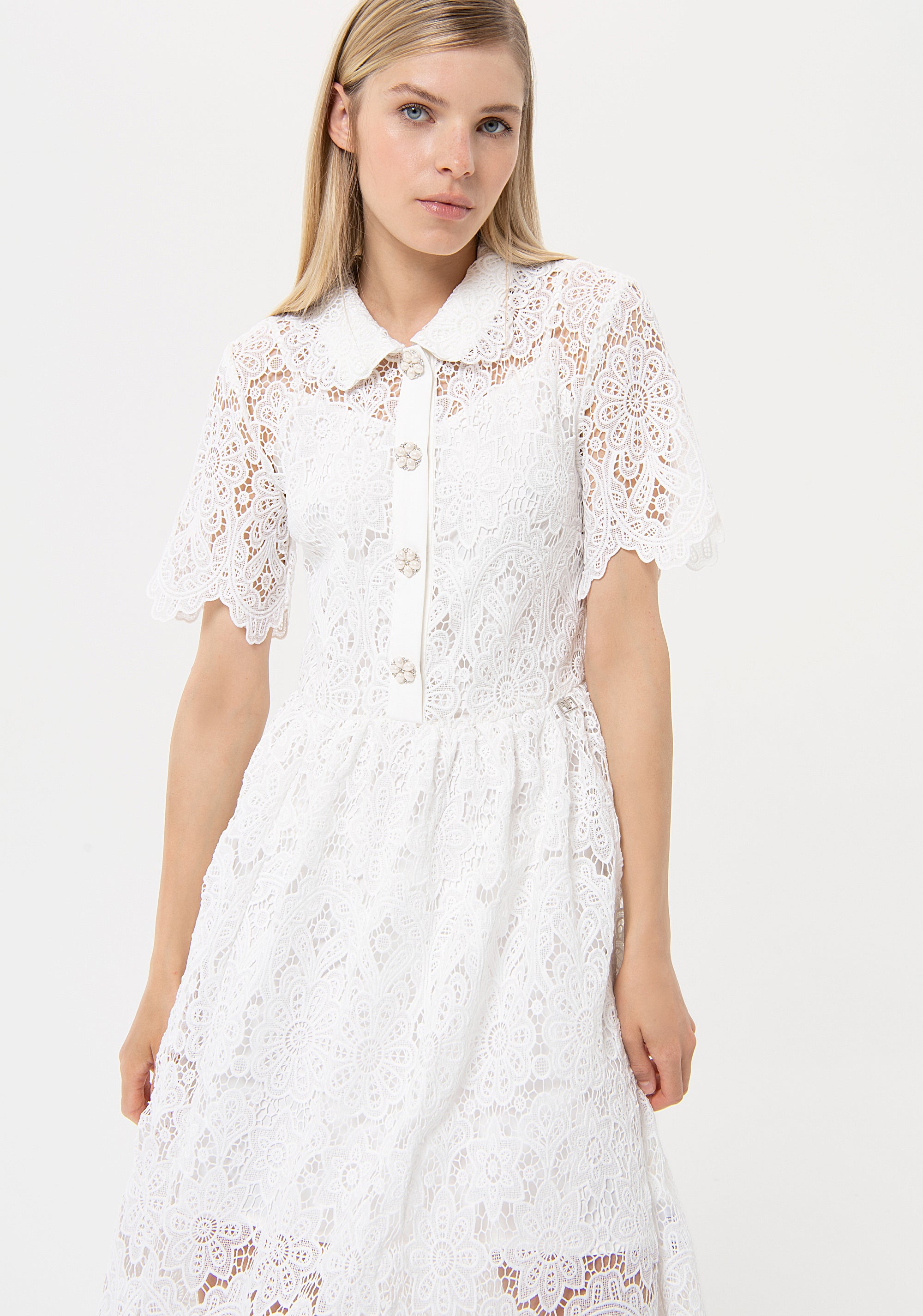 Chemisier dress middle length made in lace Fracomina FR24SD2004W62501-278-3