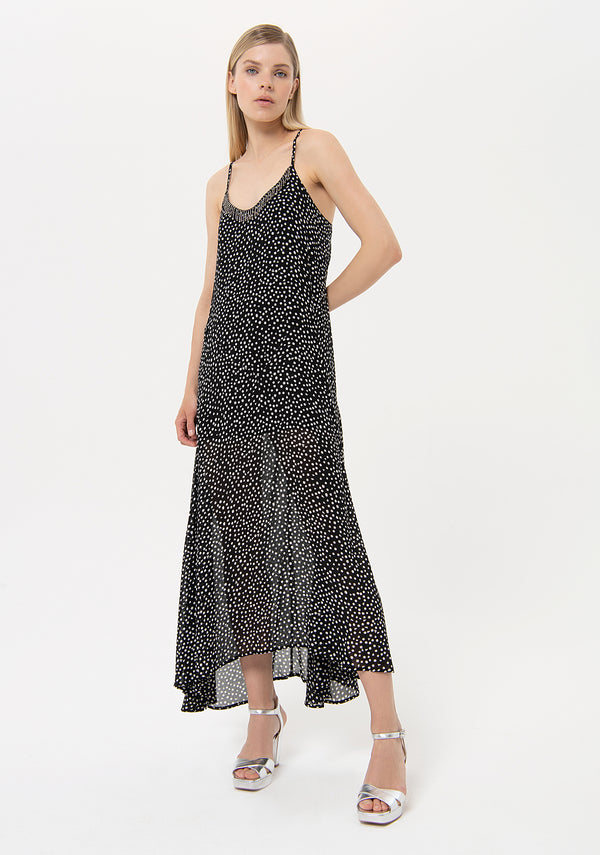 Long sleeveless dress with polka dots pattern Fracomina FR24SD3015W413R8-S37-1