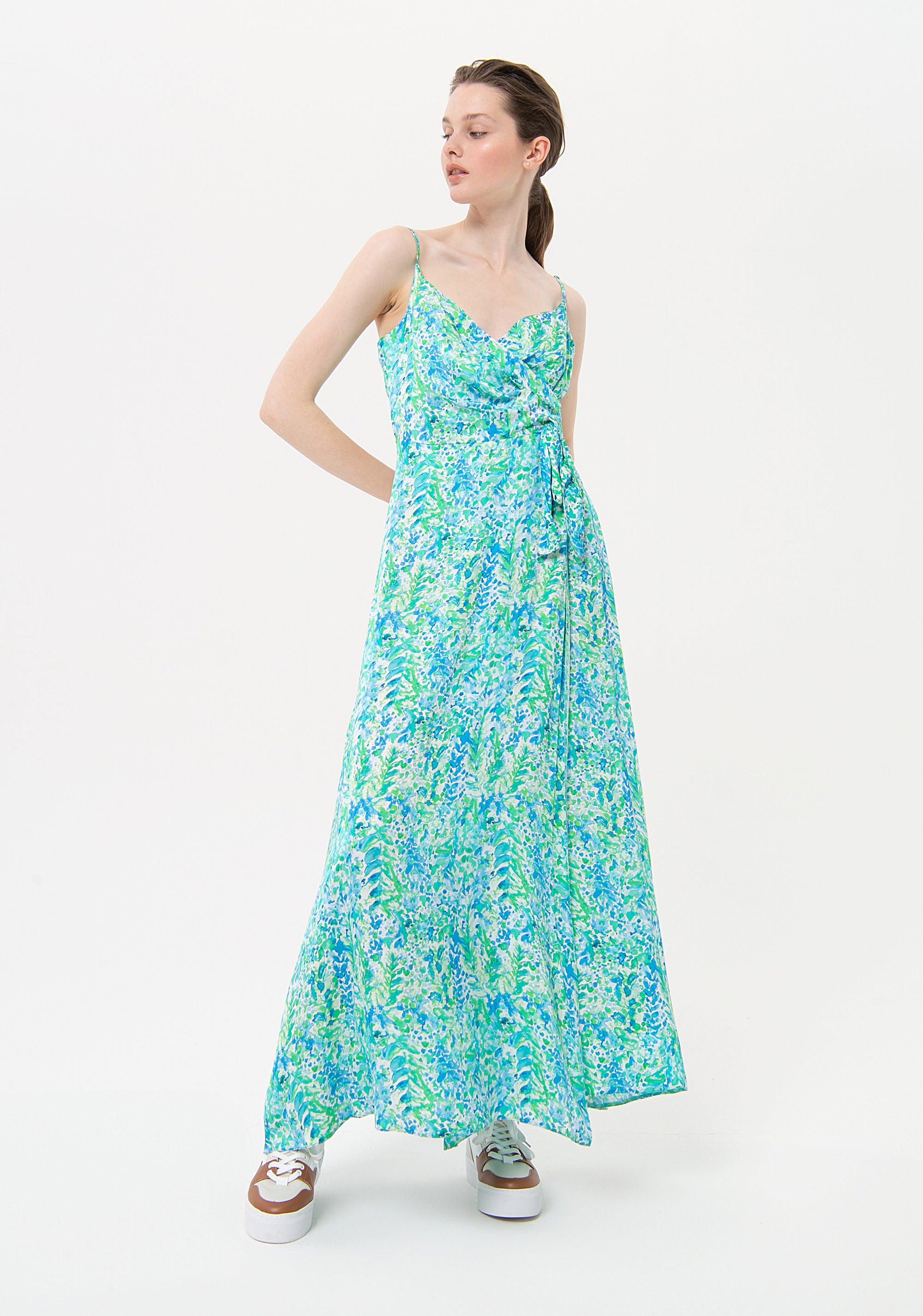 Long sleeveless dress with conceptual pattern Fracomina FR24SD3020W583R8-S31-1_37749f47-4202-4717-849f-9977e93b61fc