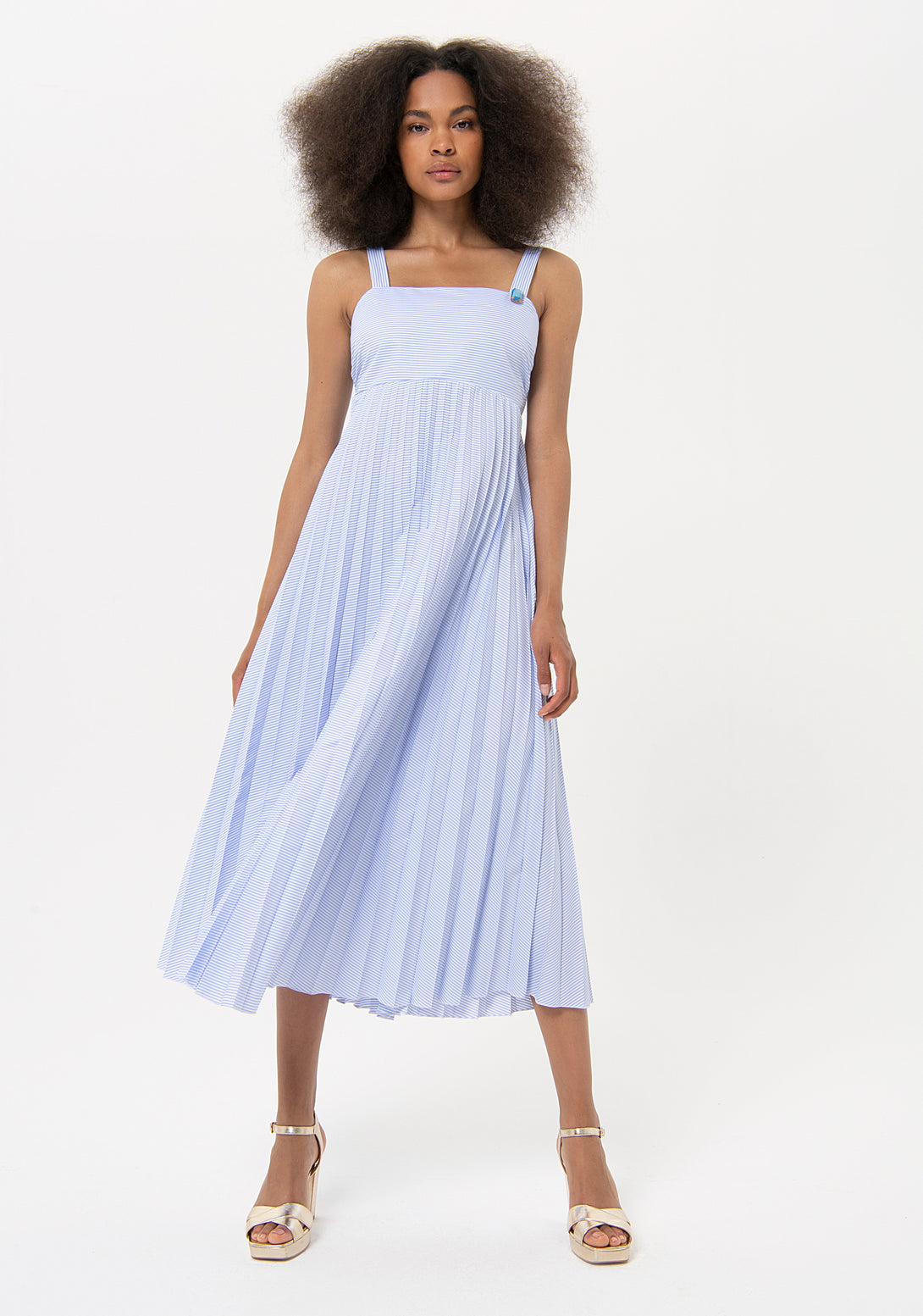Long sleeveless dress with stripes Fracomina FR24SD3026W696N8-L62-1