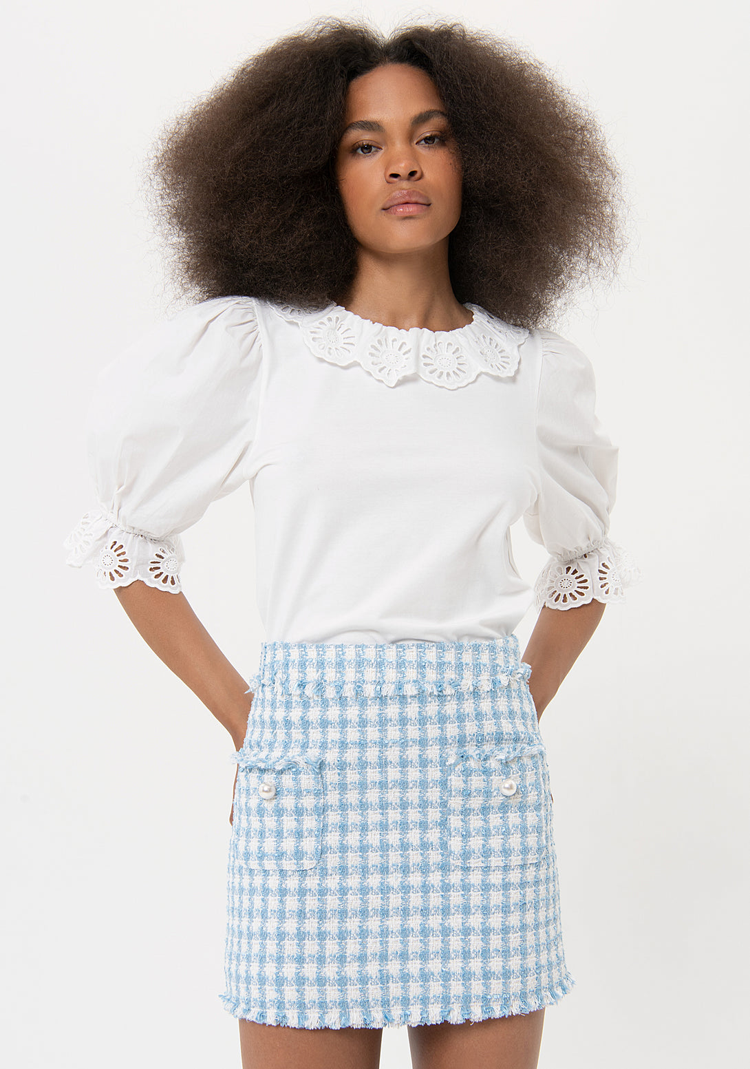 Mini skirt slim fit made in tweed Fracomina FR24SG1001W63301-M02-2