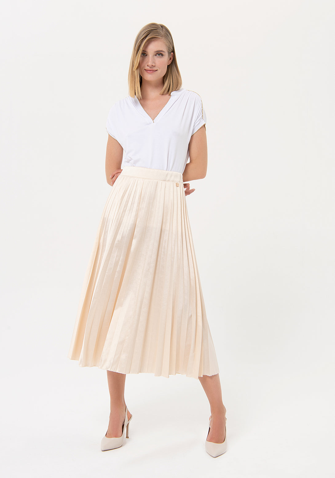 Skirt wide fit middle length with plissè effect Fracomina FR24SG2007W492F9-251-1