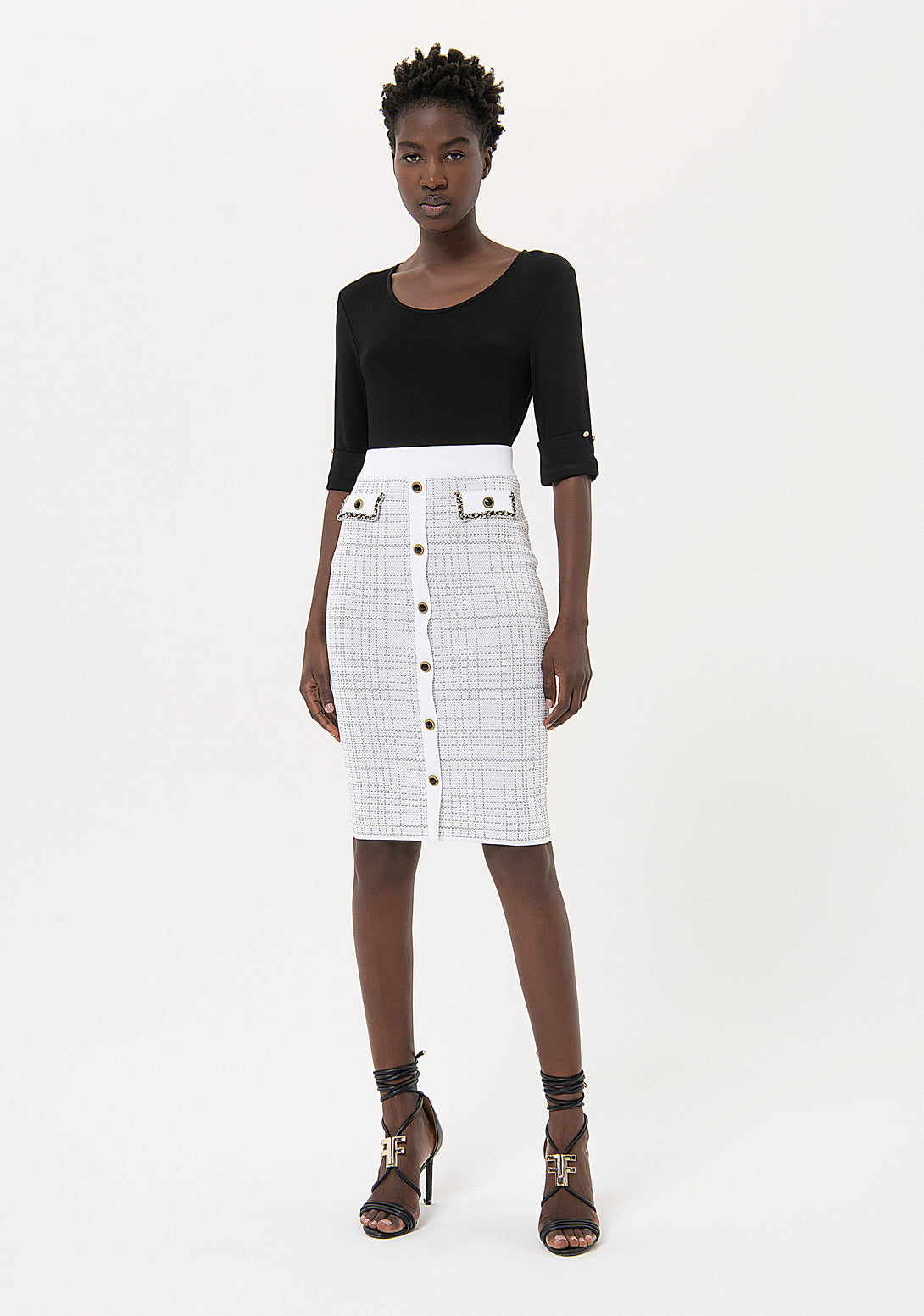 Knitted sheath skirt slim fit made in jacquard Fracomina FR24SG4001K420Q7-109-1