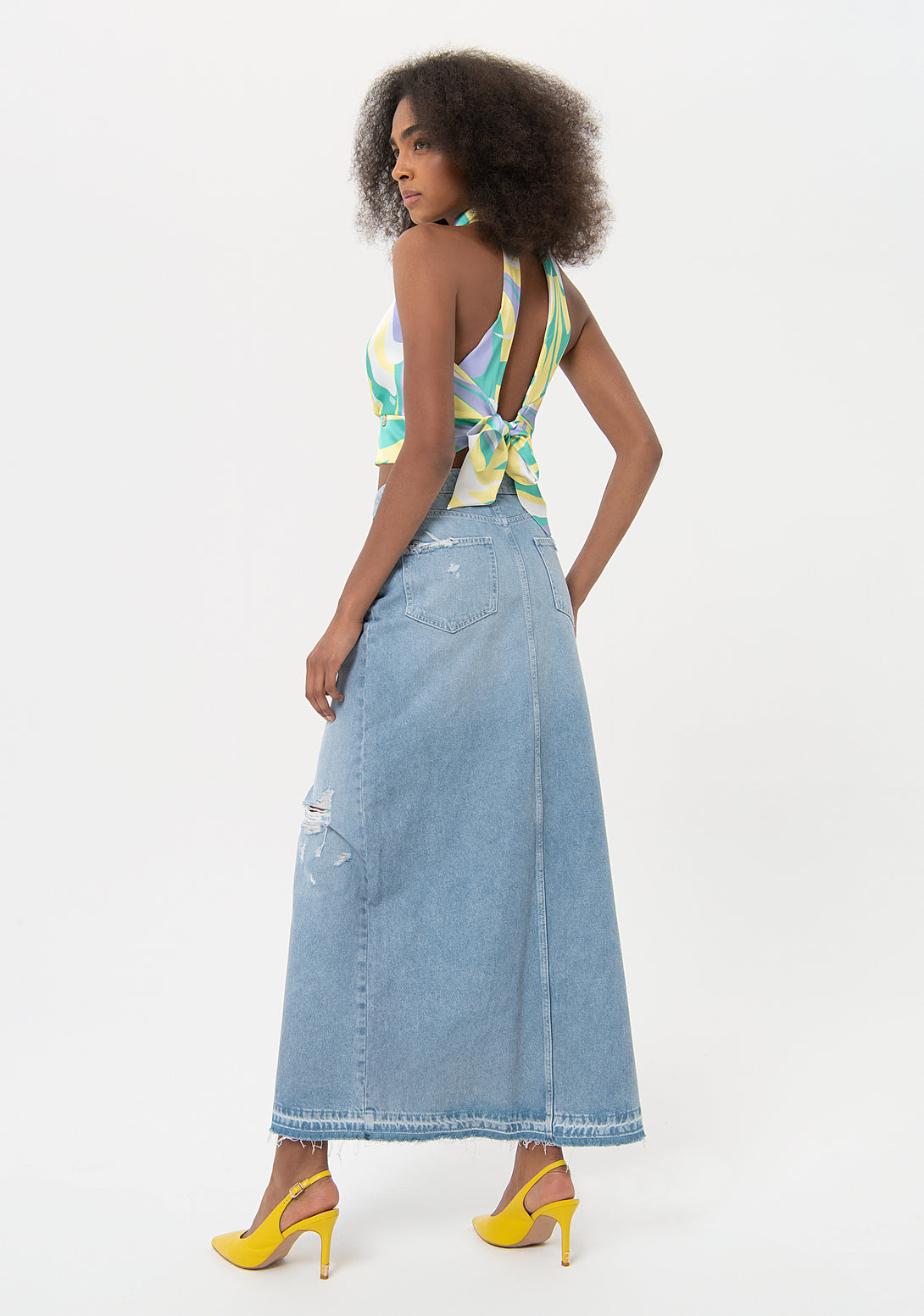 Long skirt regular fit made in denim with light wash Fracomina FR24SG5005D419O1-437-3