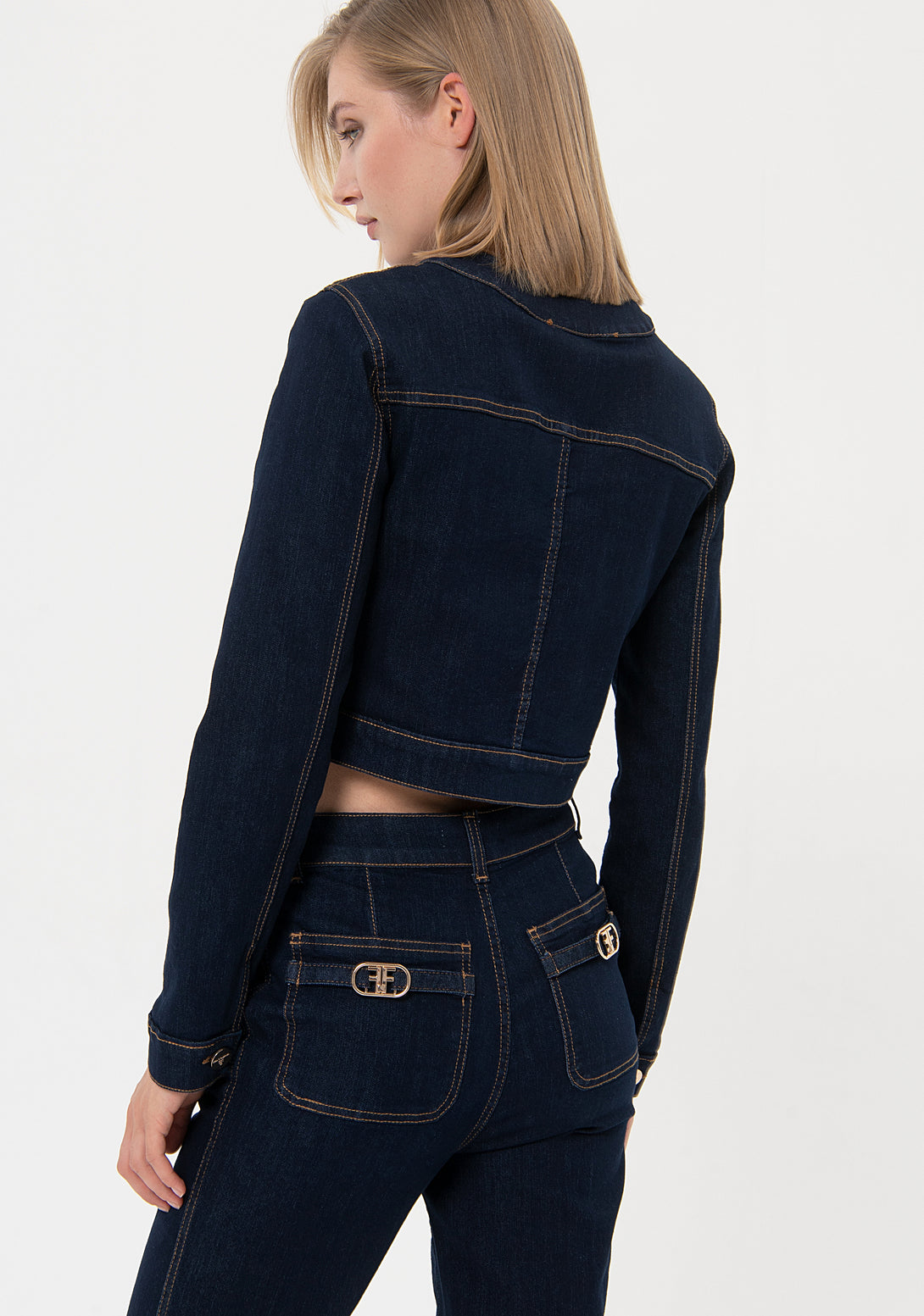 Jacket regular fit cropped made in denim with raw wash Fracomina FR24SJ4007D45793-L23-3