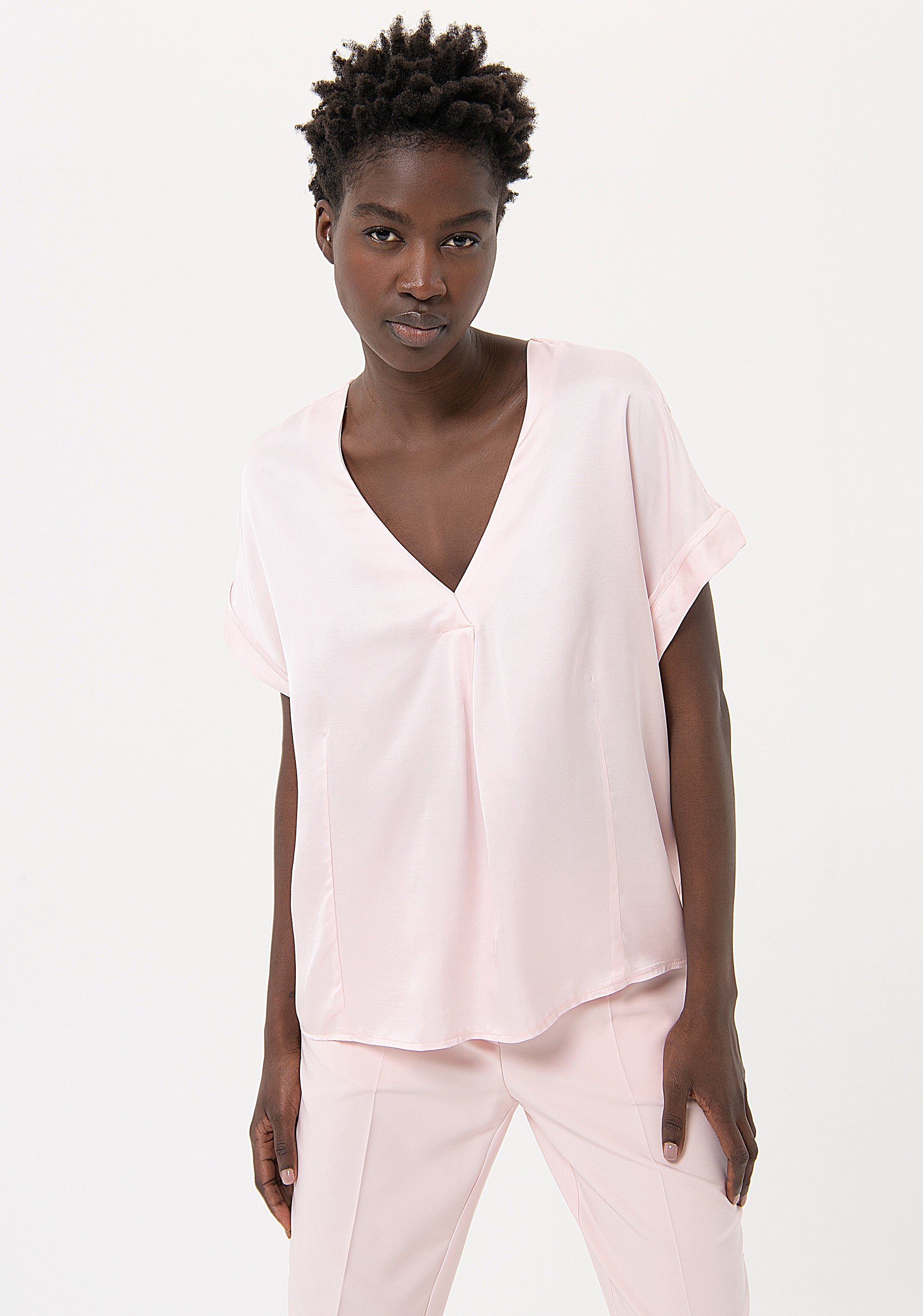 Blouse wide fit made in satin Fracomina FR24ST1017W51701-238-1