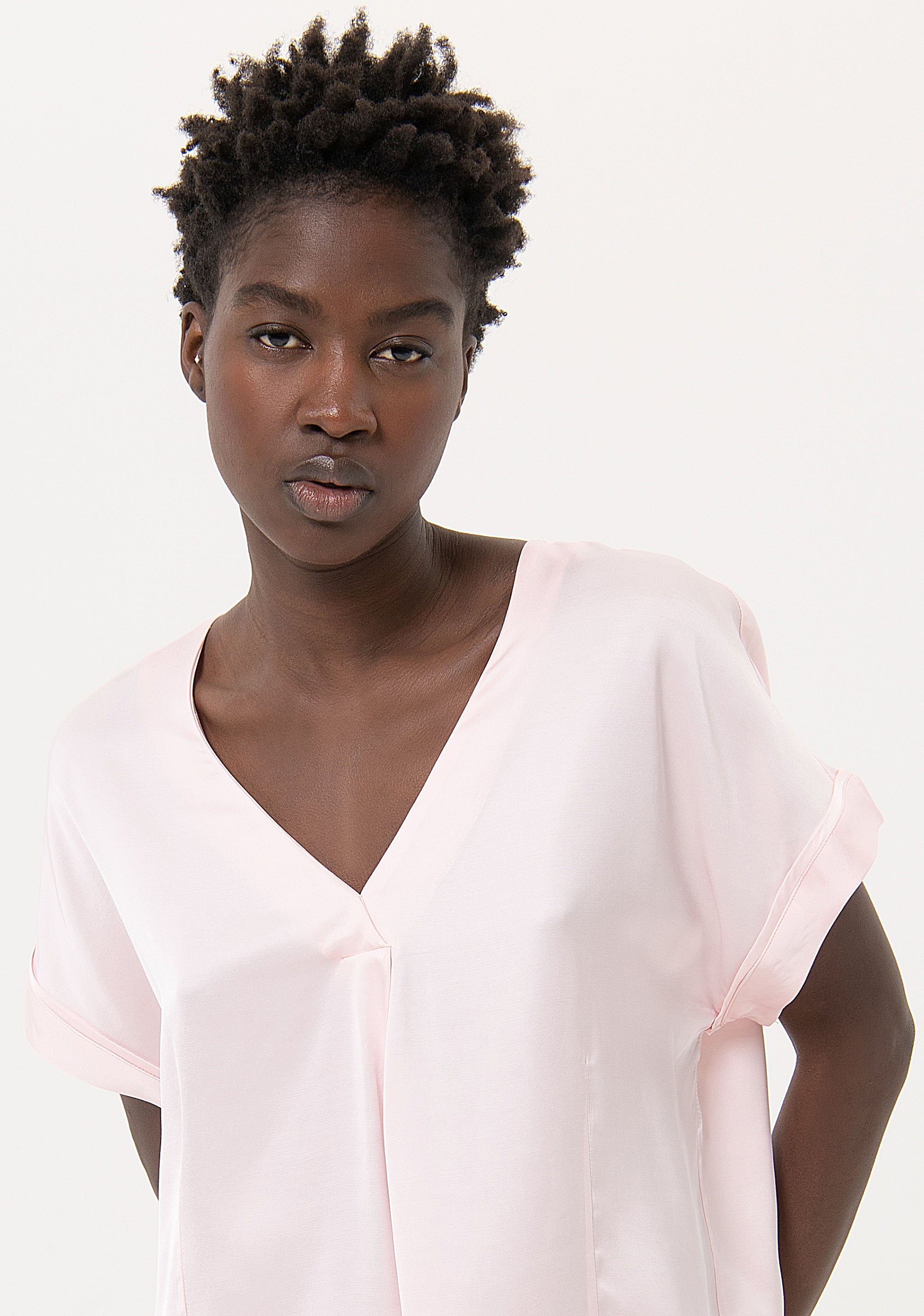 Blouse wide fit made in satin Fracomina FR24ST1017W51701-238-3