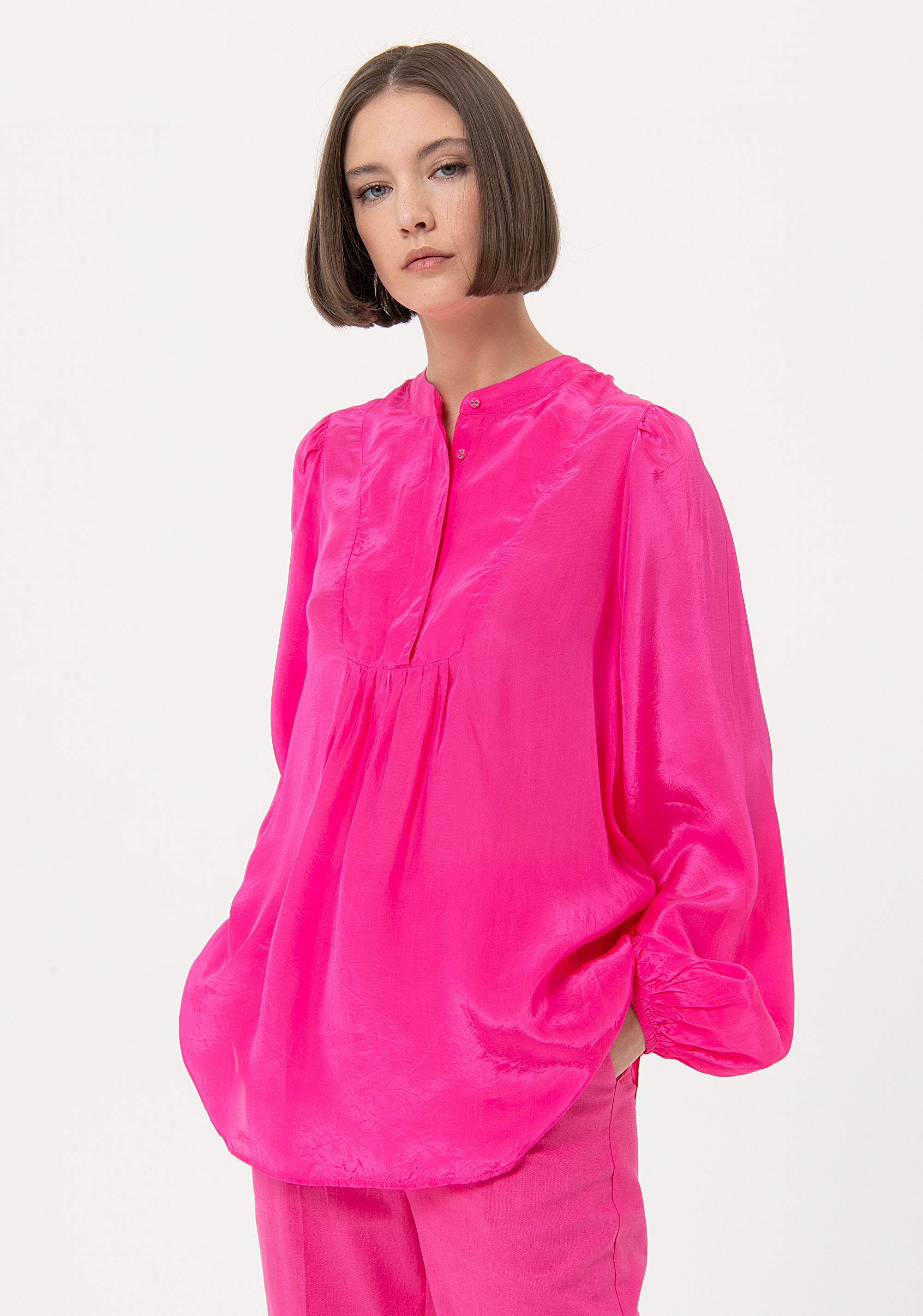 Blouse wide fit made in satin Fracomina FR24ST1025W41301-148-1