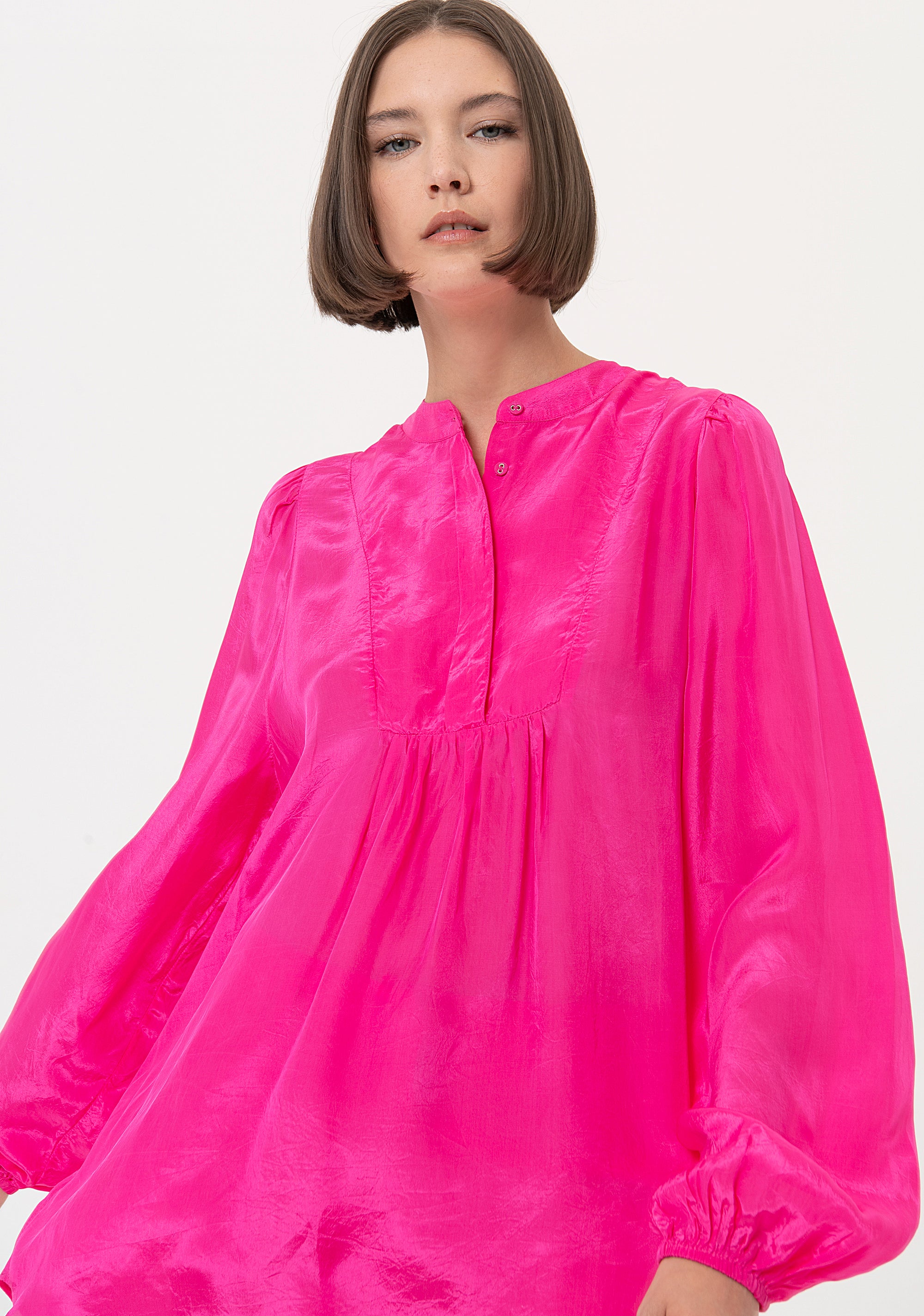 Blouse wide fit made in satin Fracomina FR24ST1025W41301-148-3