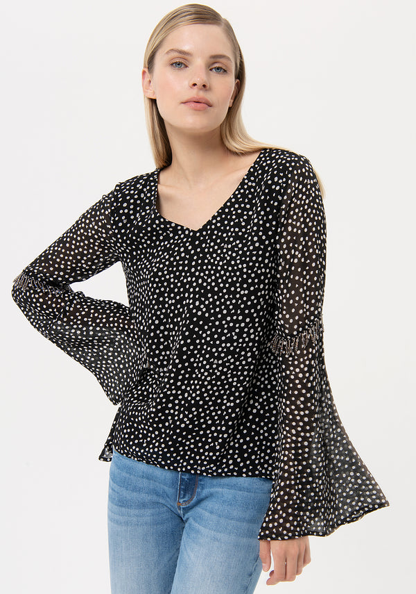 Blouse wide fit with polka dots pattern Fracomina FR24ST1028W413R8-S37-1