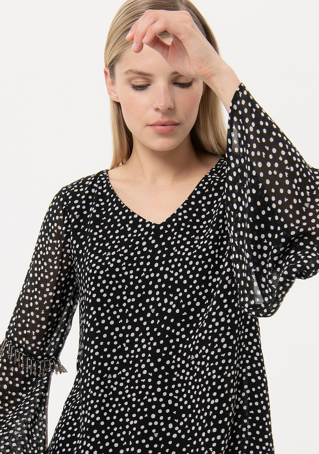 Blouse wide fit with polka dots pattern Fracomina FR24ST1028W413R8-S37-2