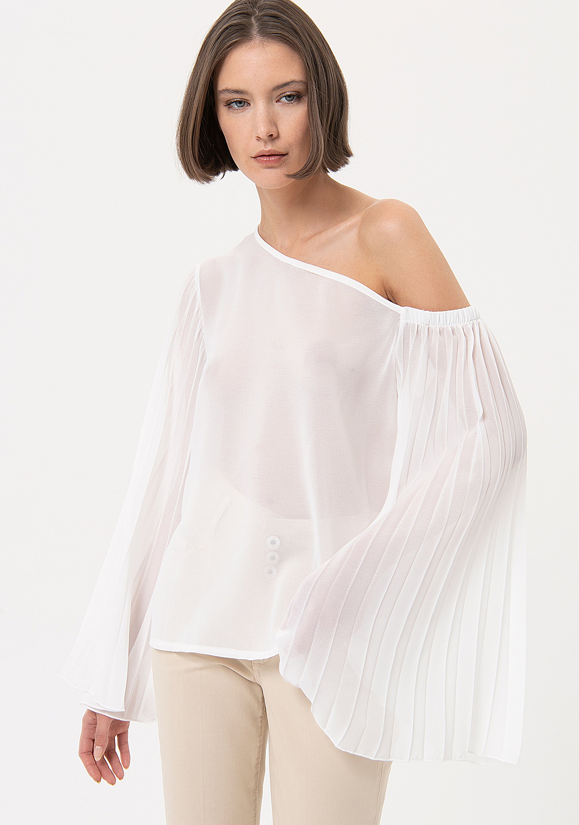 Top wide fit made in georgette Fracomina FR24ST1050W412F9-108-1