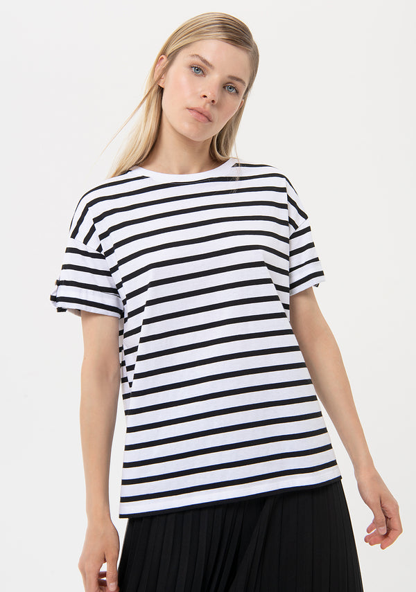 T-shirt over fit with stripes Fracomina FR24ST3019J465N8-324-1