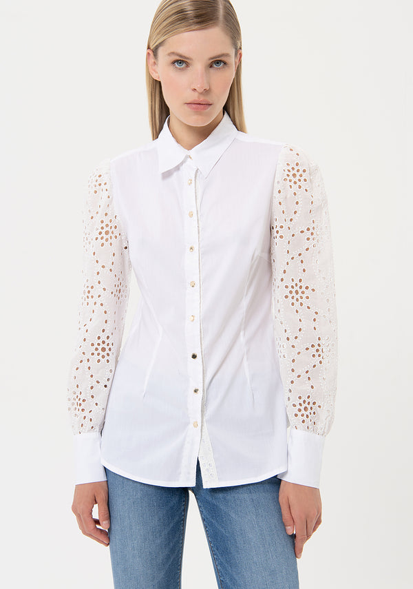 Shirt regular fit with long sleeves made in San Gallo lace Fracomina FR24ST6007W408R1-278-1