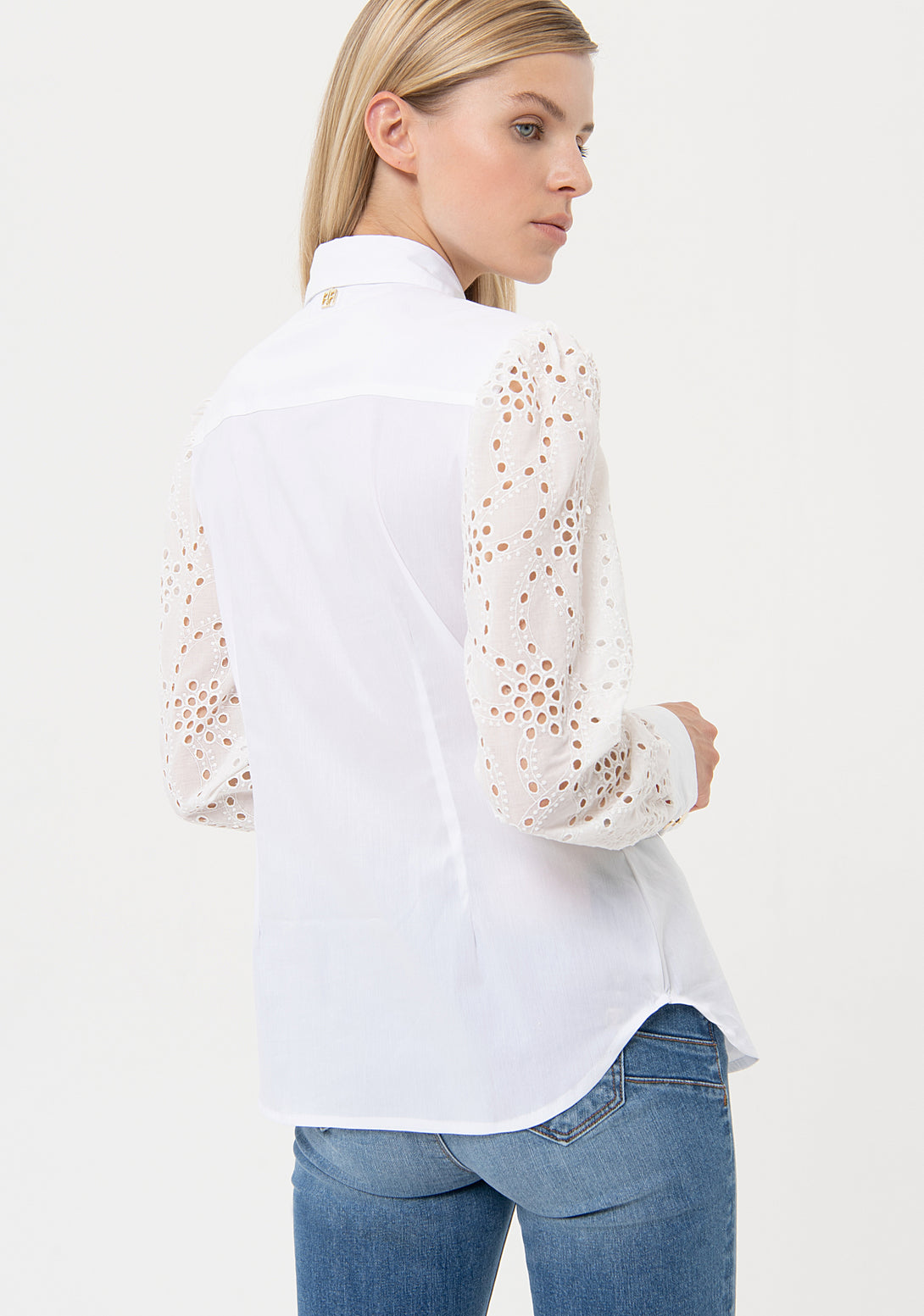 Shirt regular fit with long sleeves made in San Gallo lace Fracomina FR24ST6007W408R1-278-3