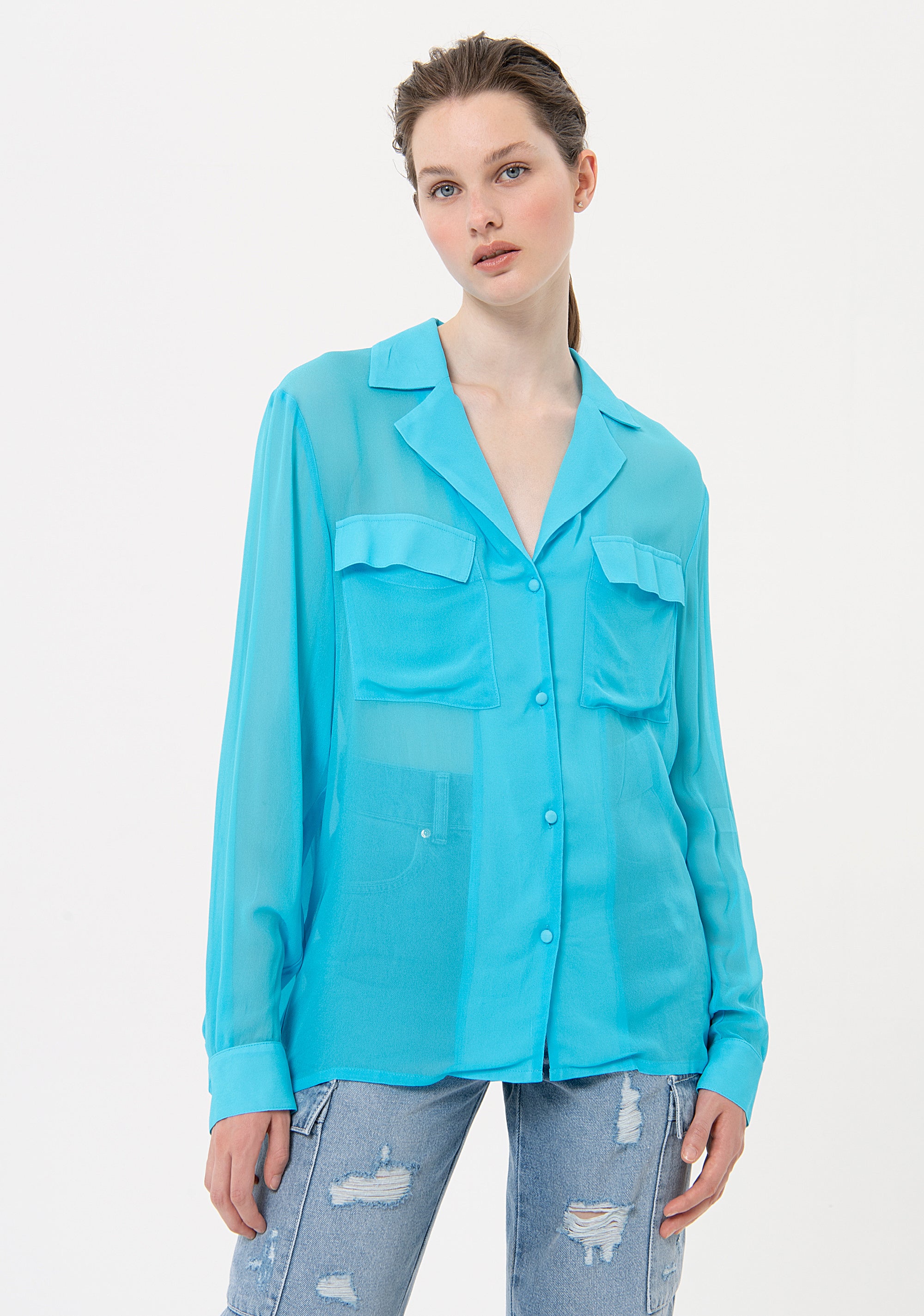 Shirt regular fit made in georgette Fracomina FR24ST6018W42801-037-1