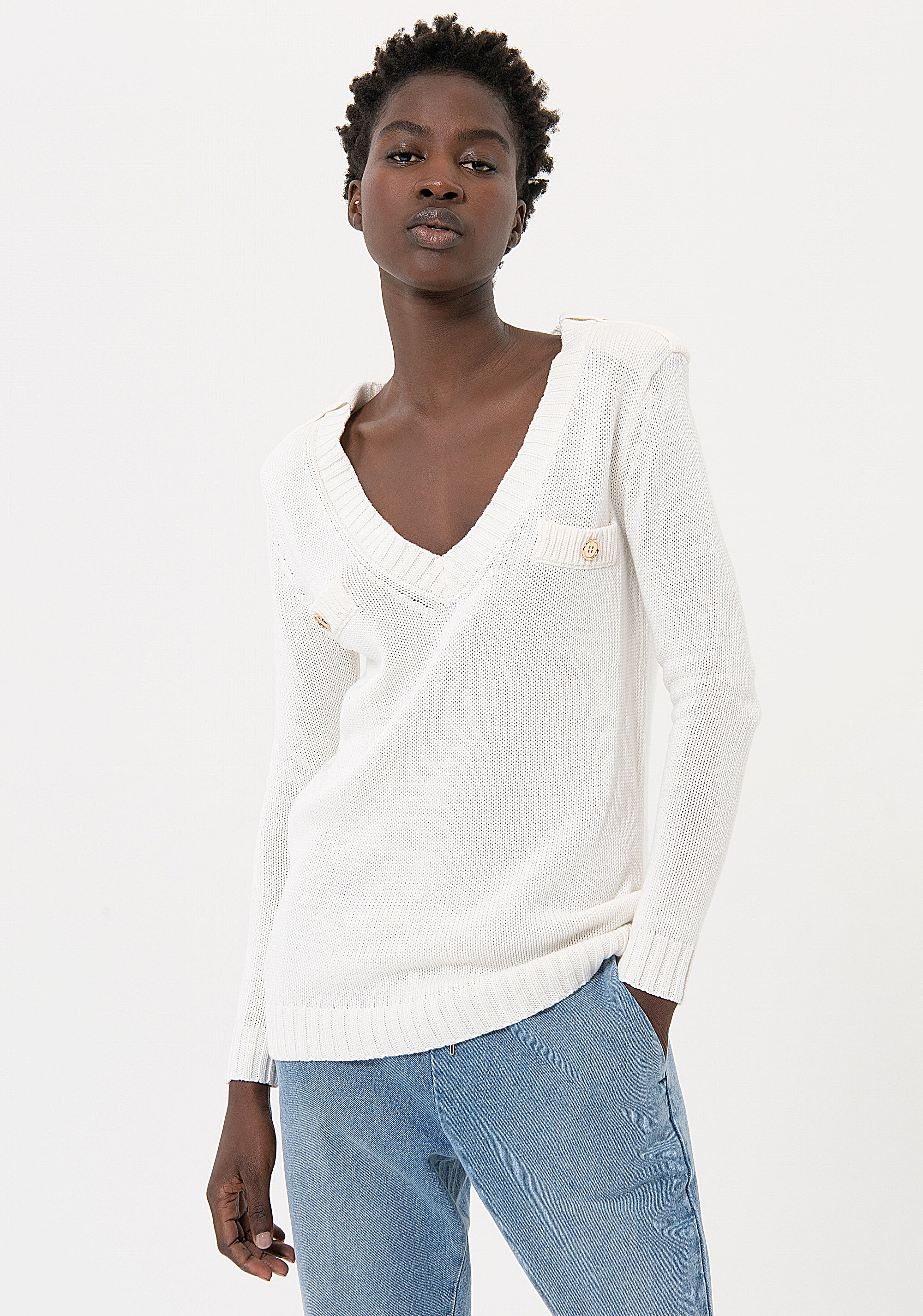 Knitwear over fit made in cotton Fracomina FR24ST7003K48801-108-1