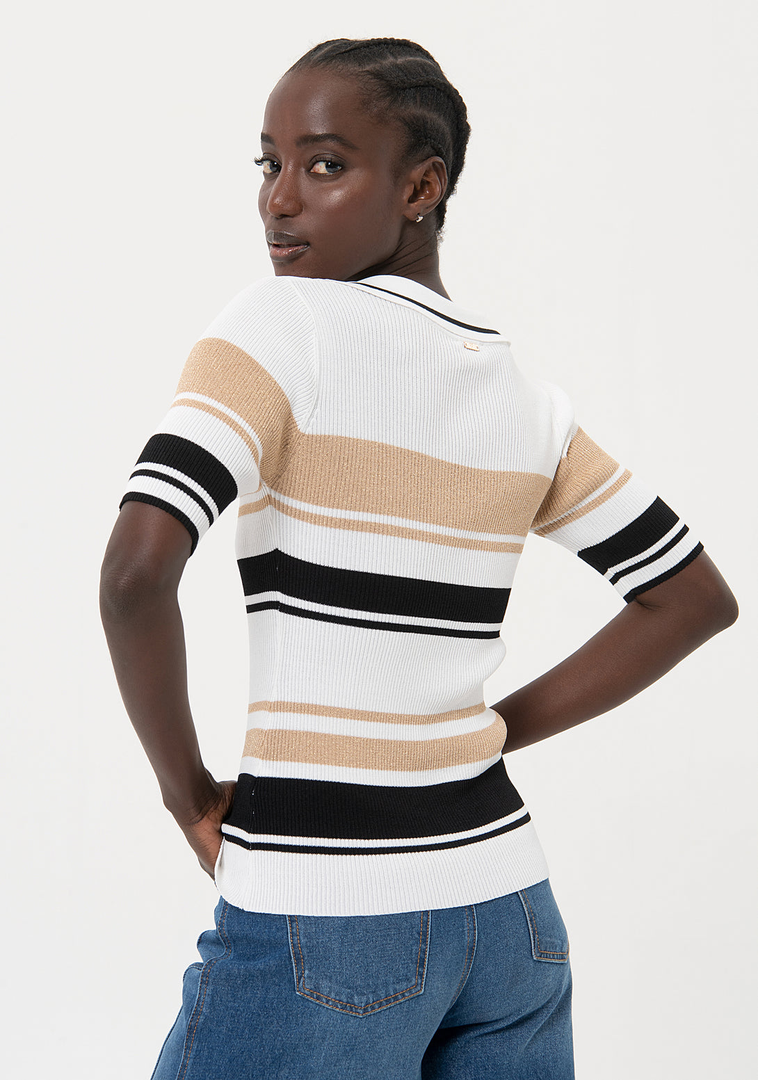 Knitted polo with stripes Fracomina FR24ST7004K420N8-S09-3