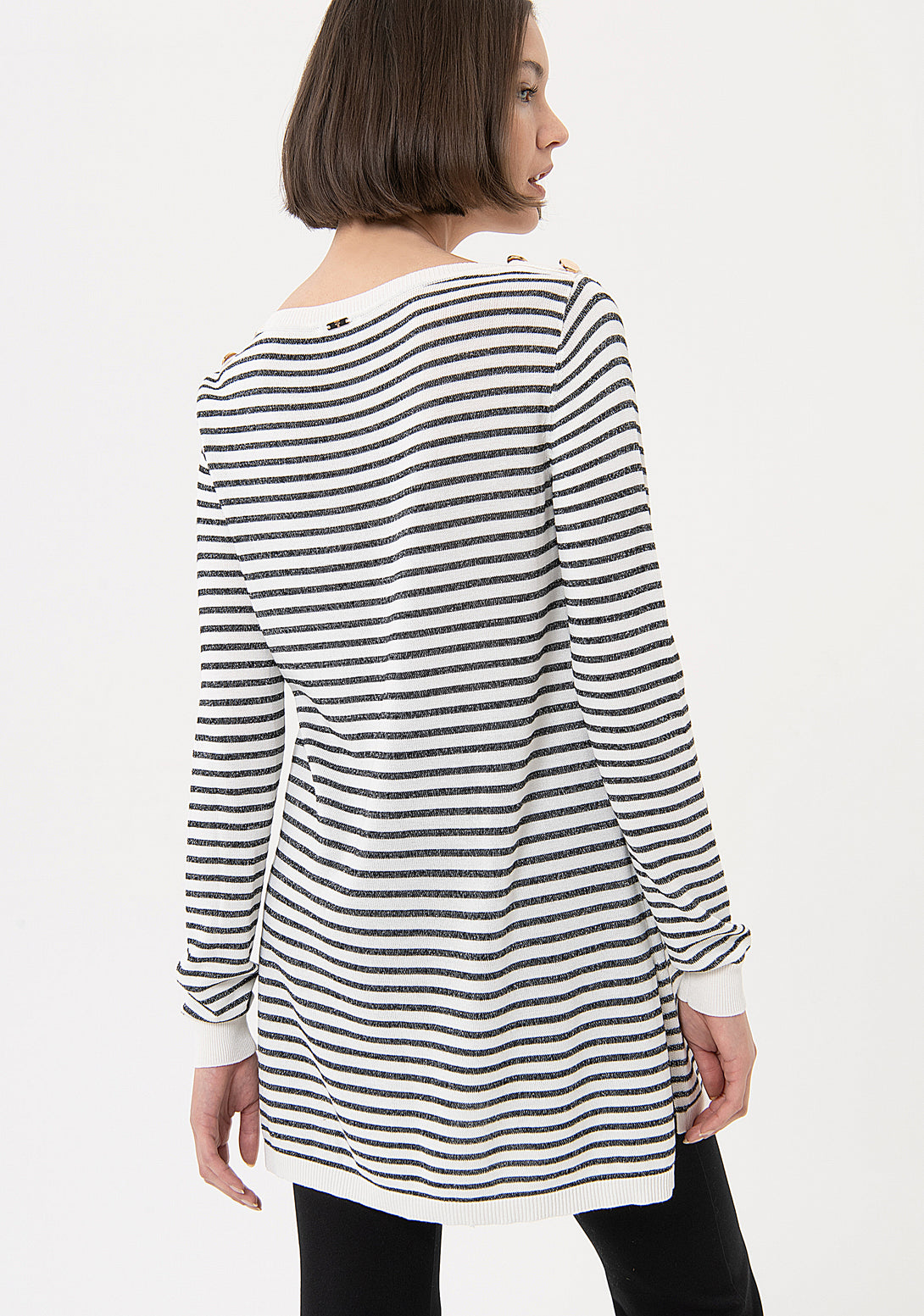 Long knitwear over fit with stripes Fracomina FR24ST7006K416Q7-109-4