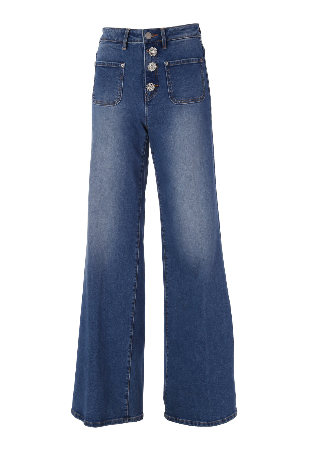 Jeans flare made in denim with middle wash