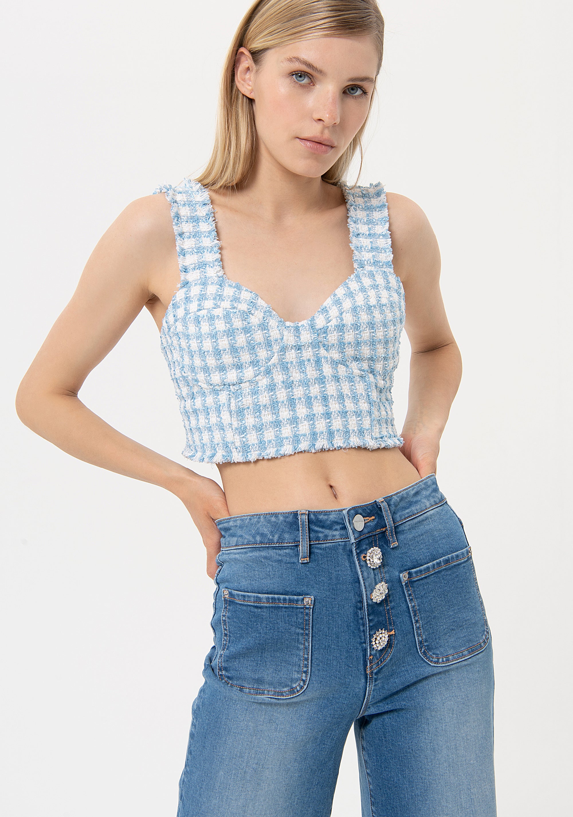 Jeans flare made in denim with middle wash Fracomina FR24SV3006D40102-258-2_733575d7-b87b-41b2-a487-af2d3549e4b0