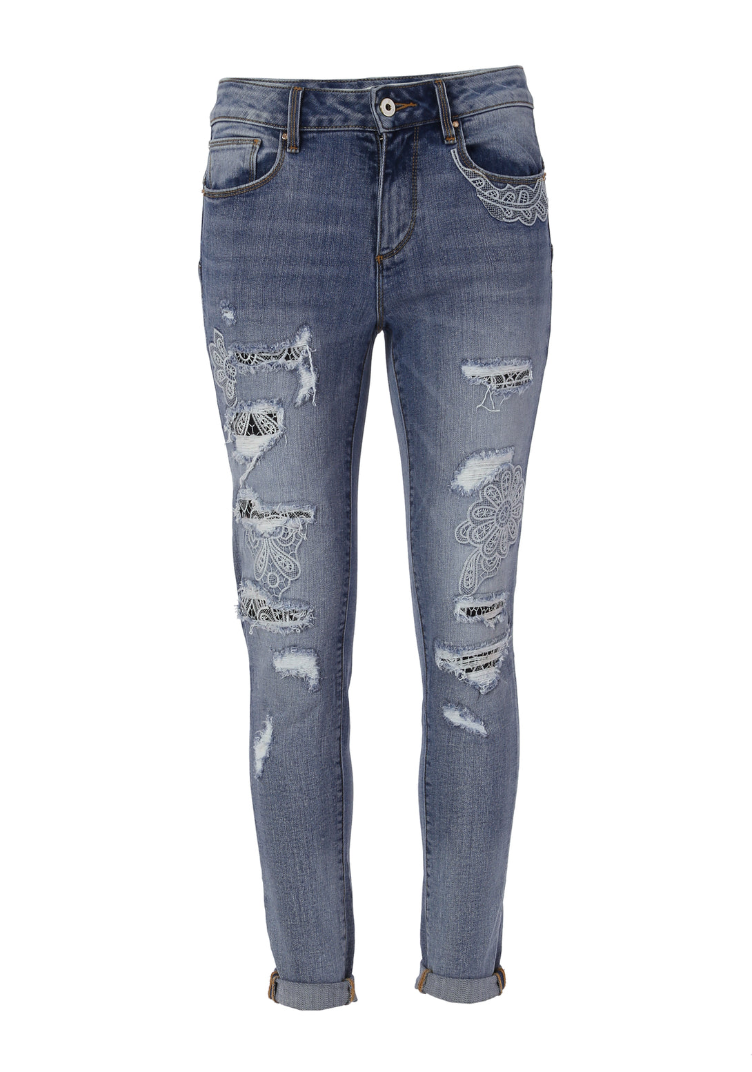 Jeans skinny fit with push-up effect made in denim with bleached wash