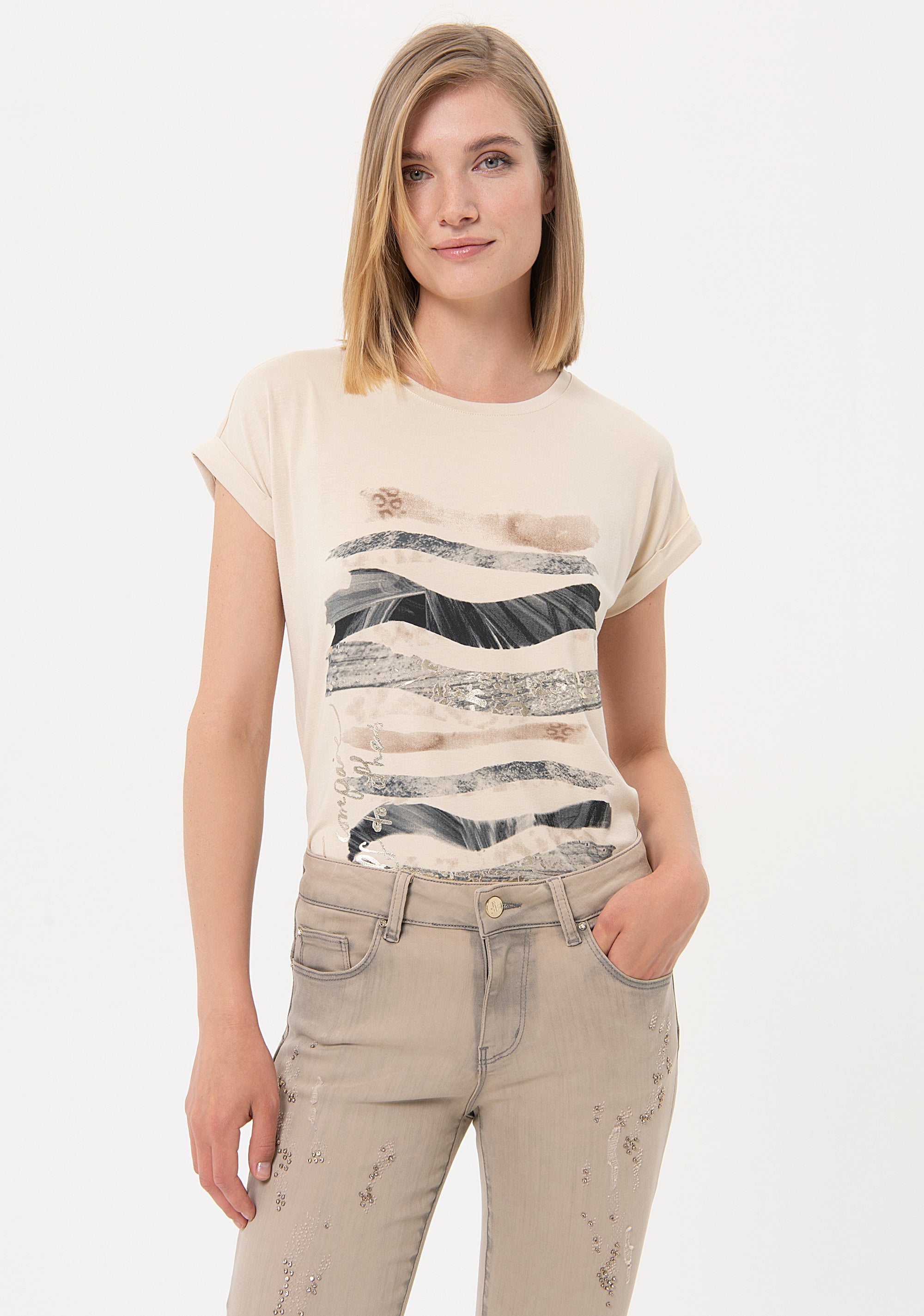 Jeans skinny fit with push-up effect made in overwashed grey denim with bleached wash Fracomina FR24SV8000D45801-S11-2