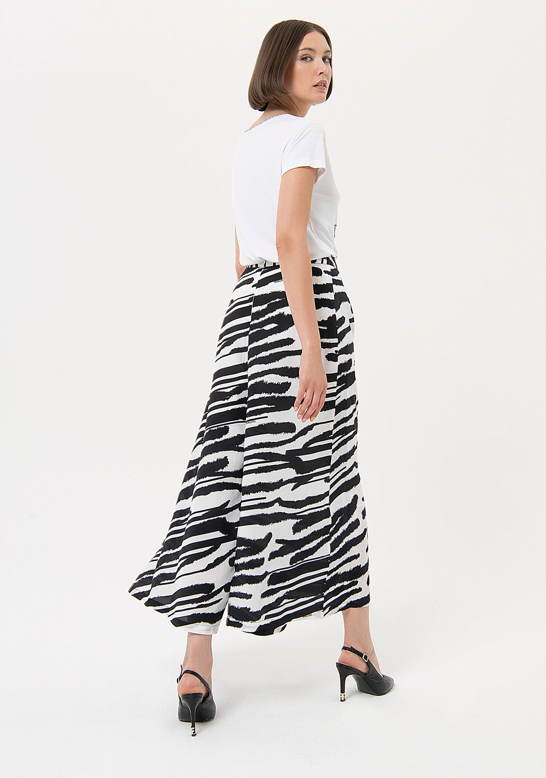 Coulotte pant flare with zebra-striped pattern Fracomina FR24SVB007W583R8-S30-4