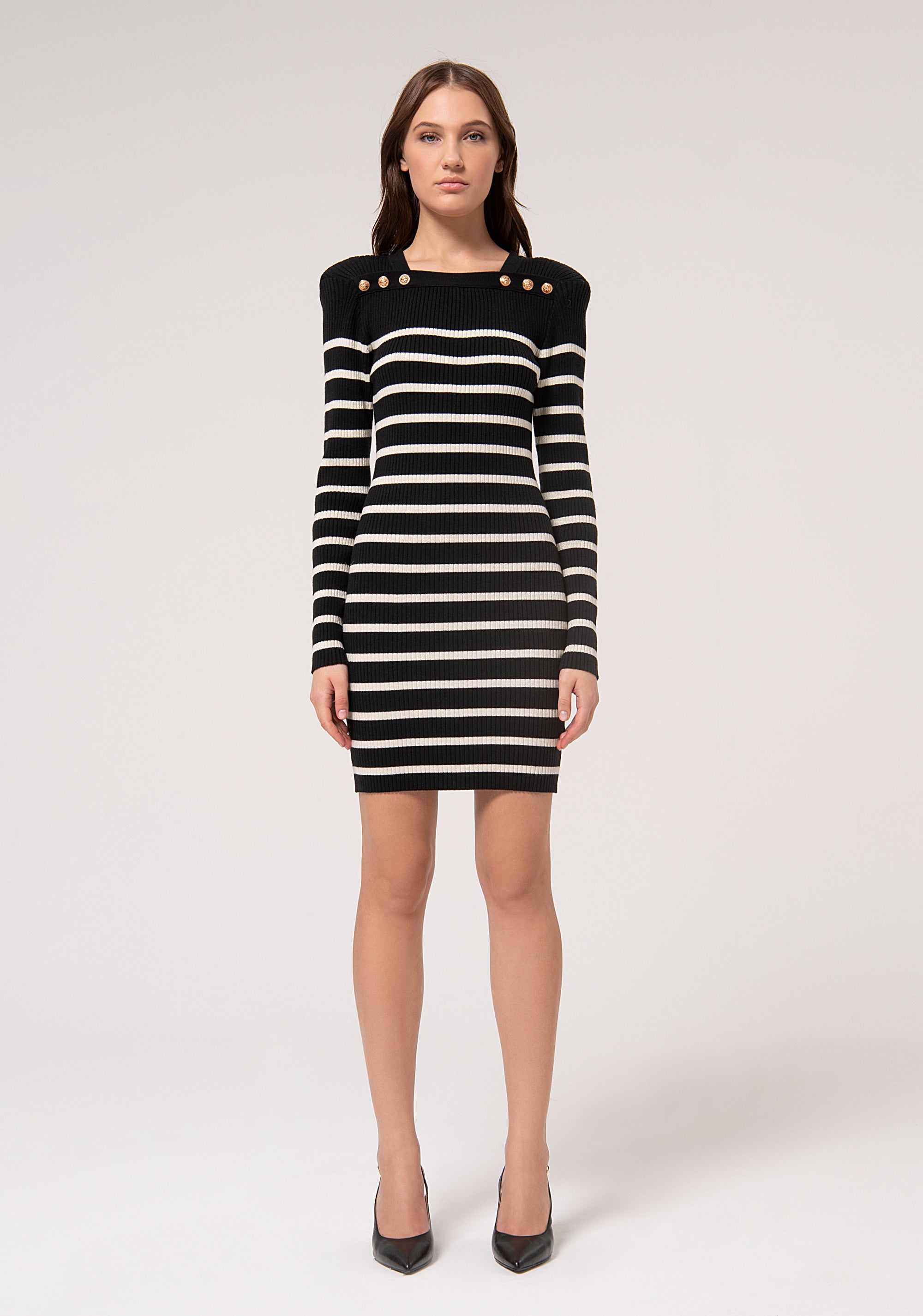 Knitted mini dress slim fit with stripes Fracomina FR24WD5005K462N8-060-1