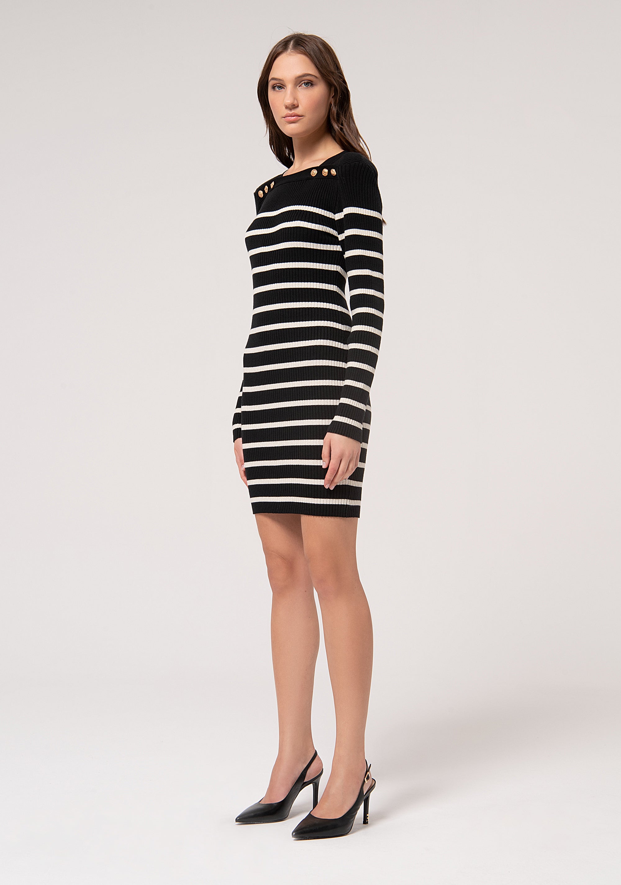 Knitted mini dress slim fit with stripes Fracomina FR24WD5005K462N8-060-3