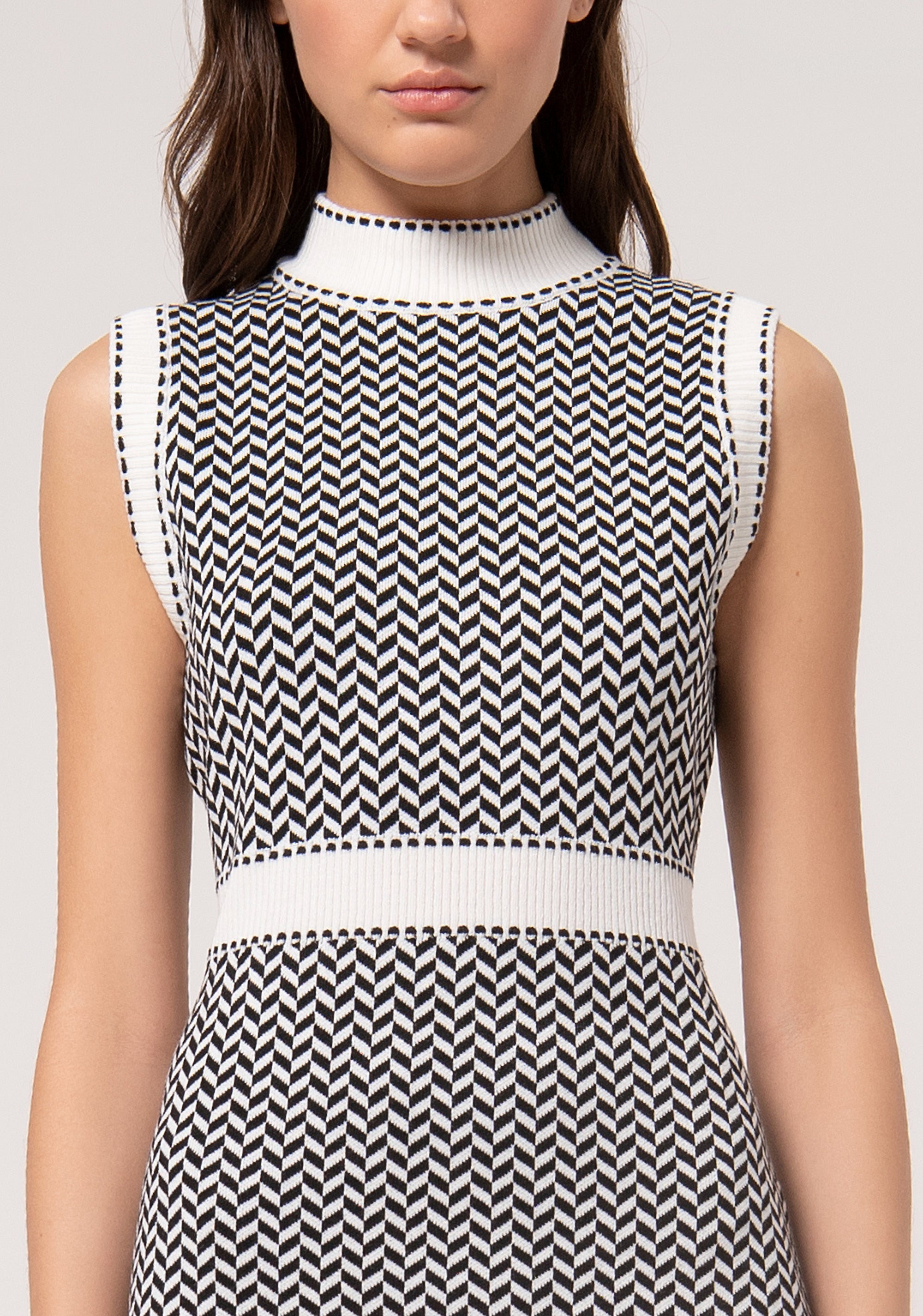 Knitted mini dress slim fit with geometric jacquard effect Fracomina FR24WD5009K421F8-109-2