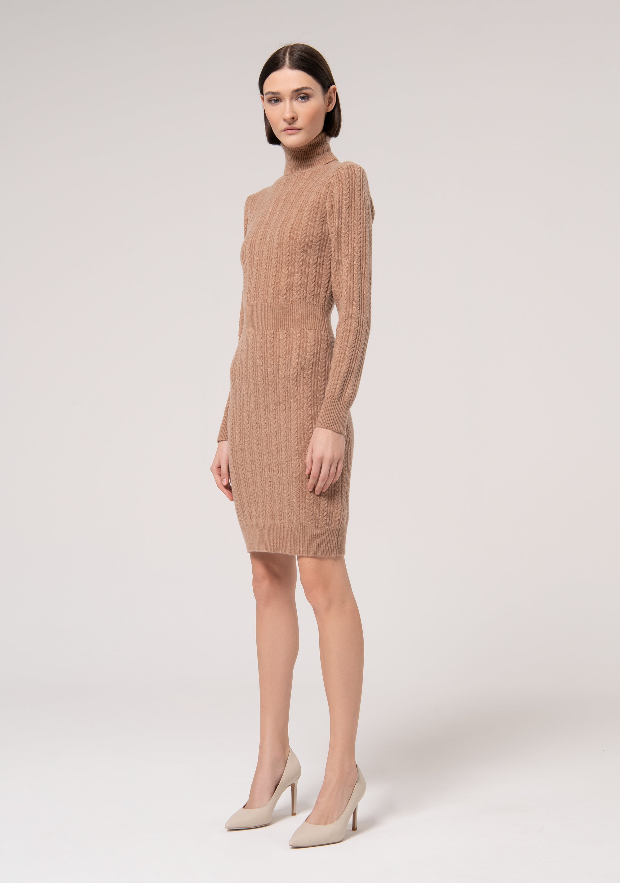 Knitted mini dress slim fit with plaits made in wool and cachemire Fracomina FR24WD5010K53201-E44-3_08c3bb7f-a6a7-428b-90a0-318c87e8d97c