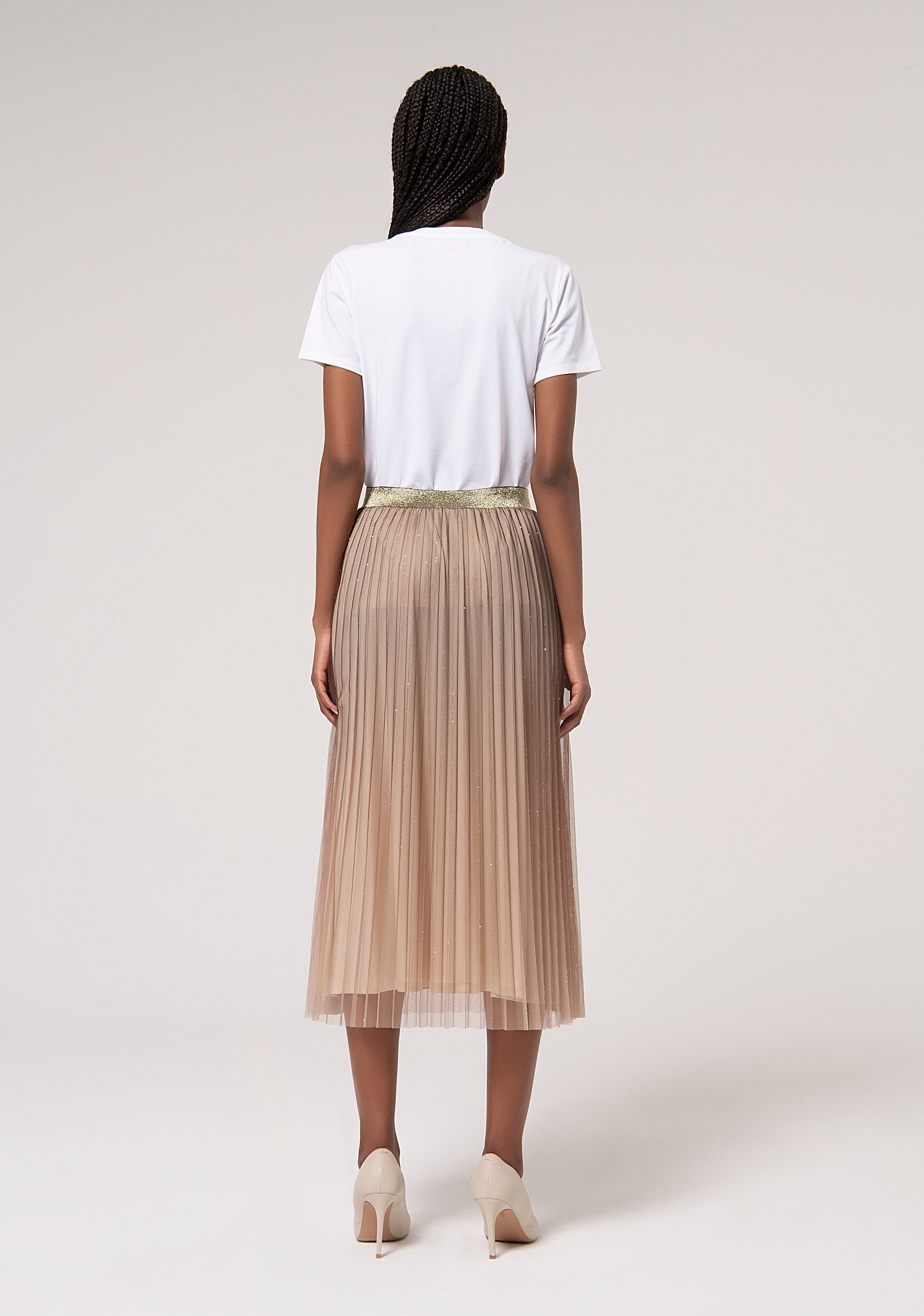 Skirt wide fit middle length with plissè effect Fracomina FR24WG2007J412F9-S85-4_9b5656ef-69ce-4591-a04e-002c3f1714fa