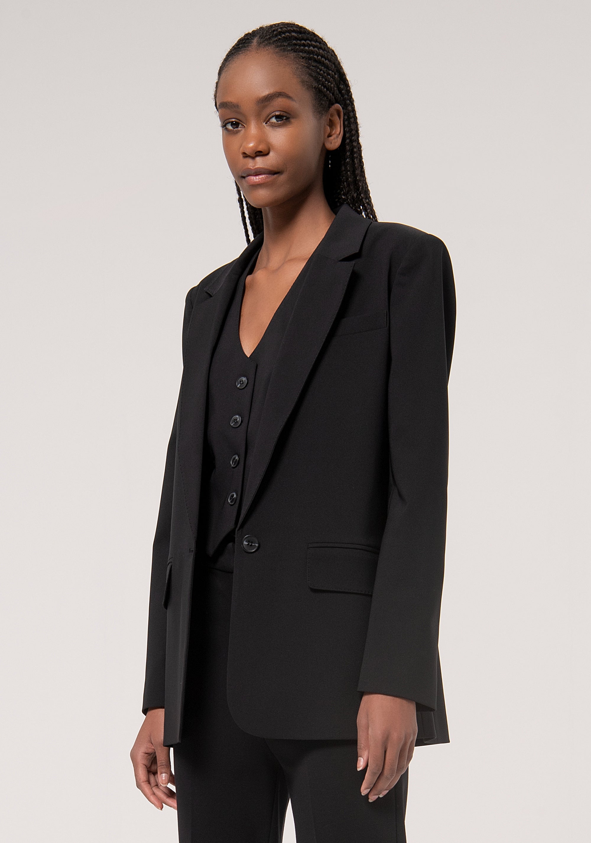 Black long blazer jacket online