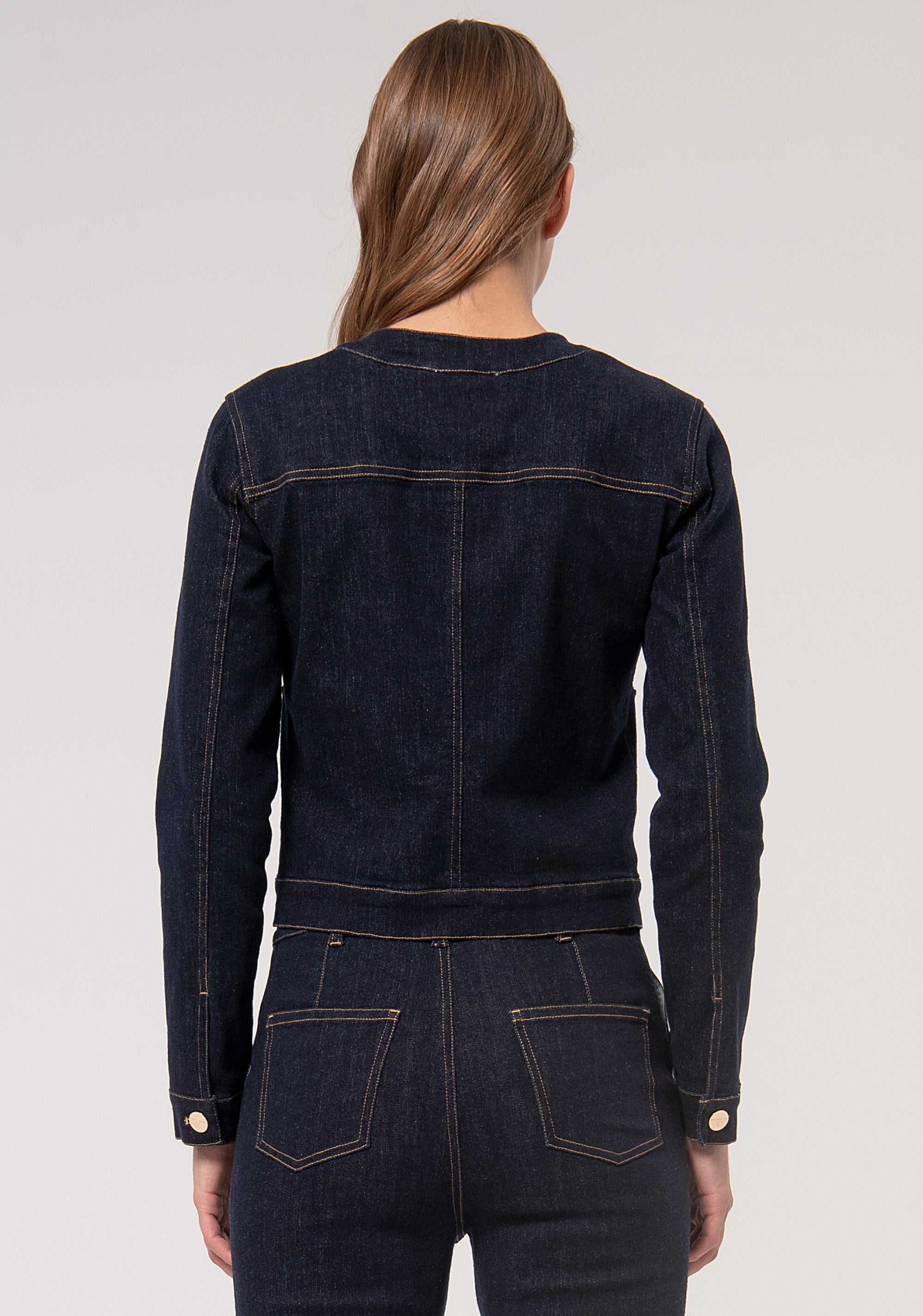 Jacket regular fit made in denim with dark wash Fracomina FR24WJ4003D40193-L23-4